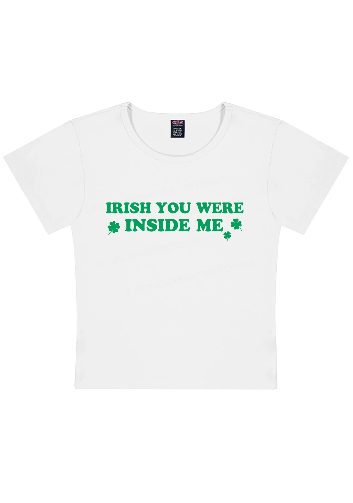 Irish You Were Inside Me St Patricks Y2K Baby Tee Cherrykitten - Image 4