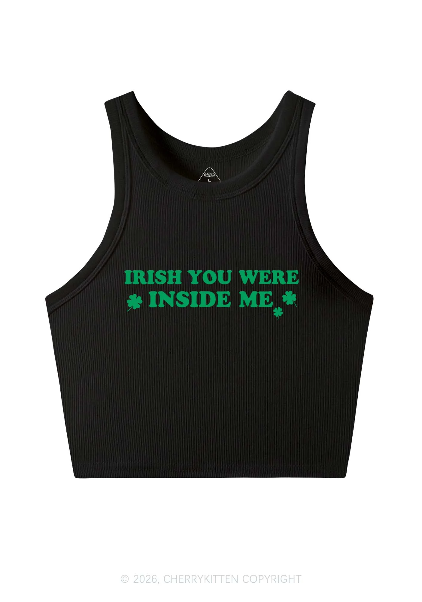 Irish You Were Inside Me St Patricks Y2K Crop Tank Top Cherrykitten - Image 3