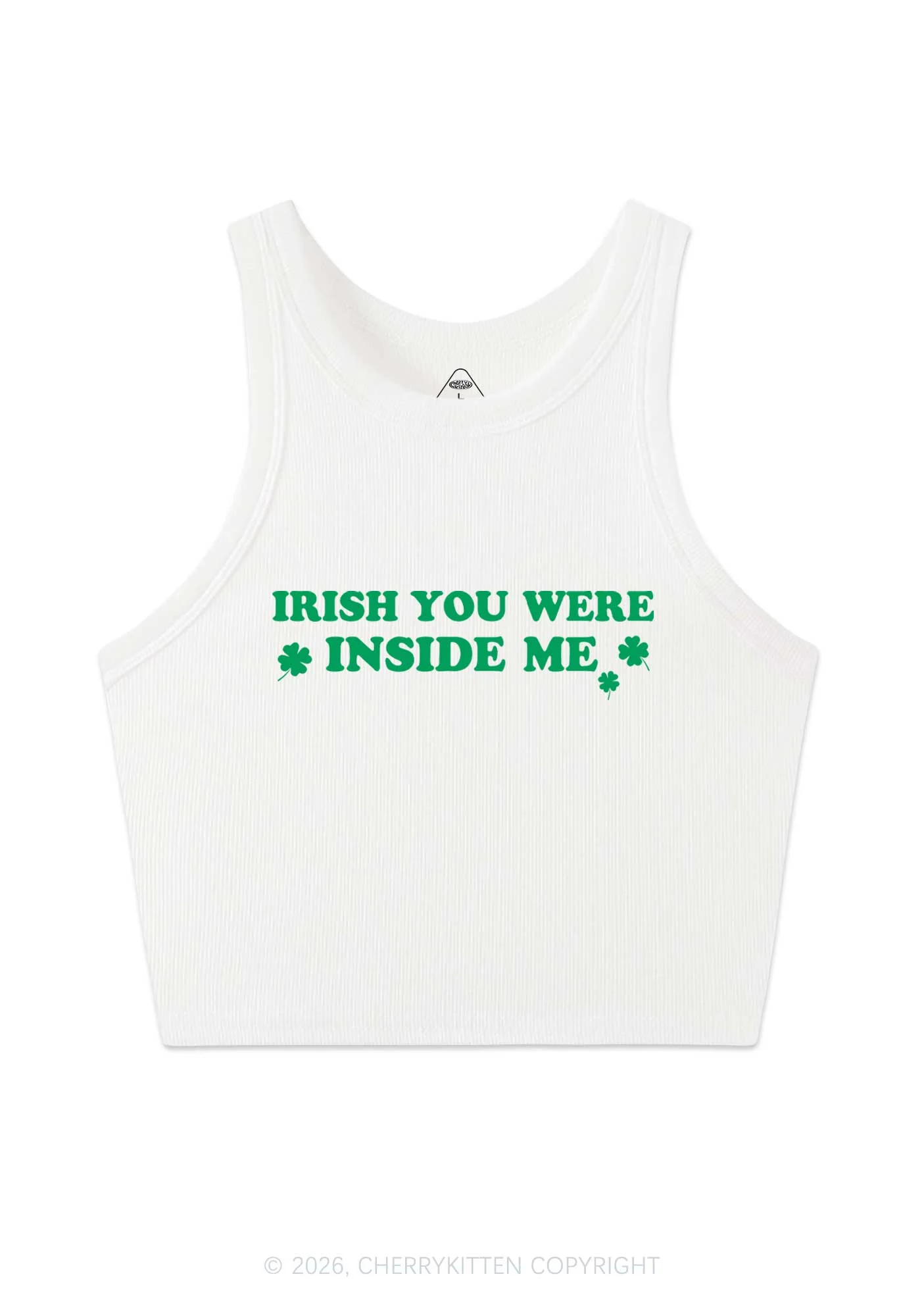 Irish You Were Inside Me St Patricks Y2K Crop Tank Top Cherrykitten - Image 4