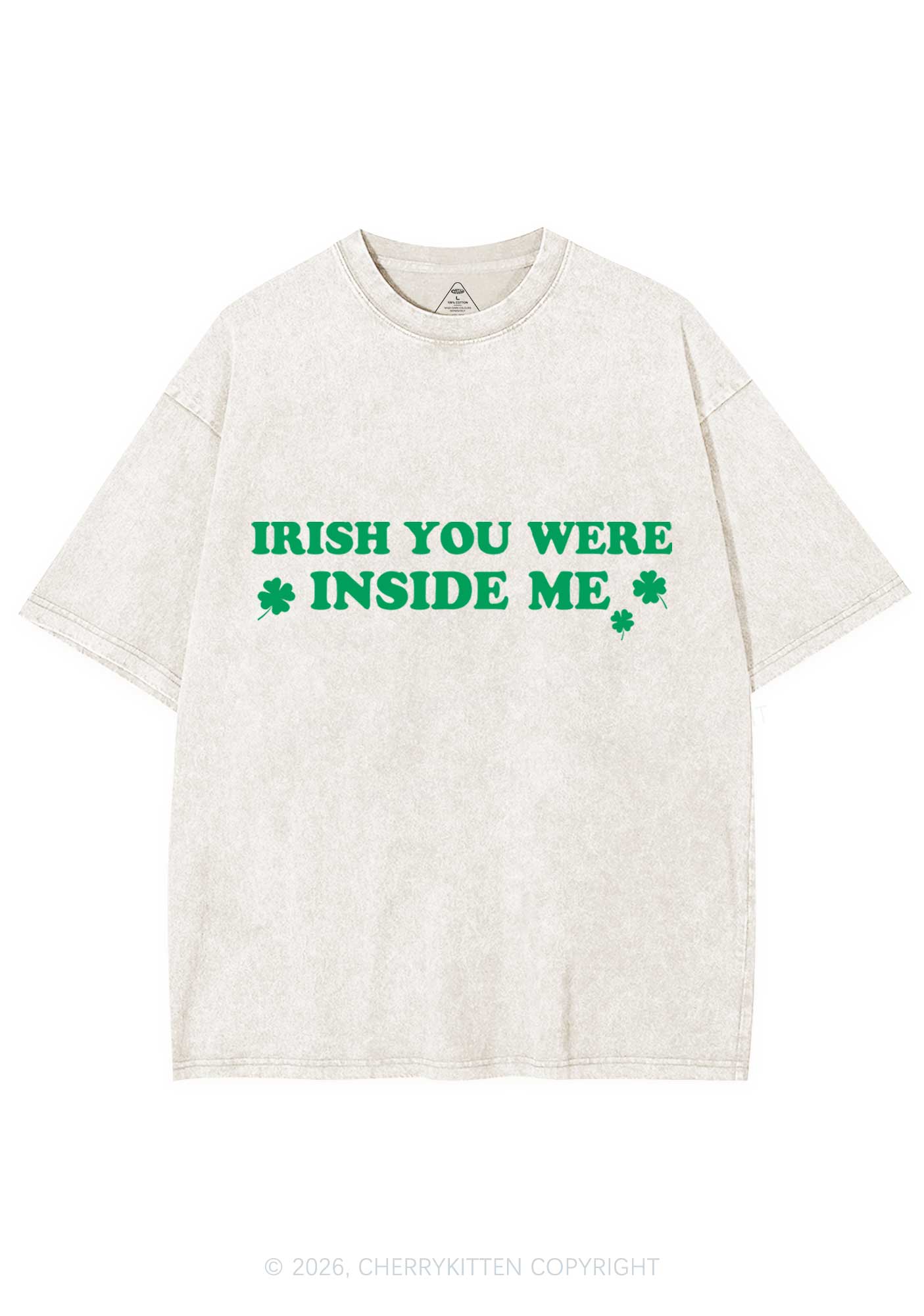 Irish You Were Inside Me St Patricks Y2K Shirts Washed Tee Cherrykitten - Image 3