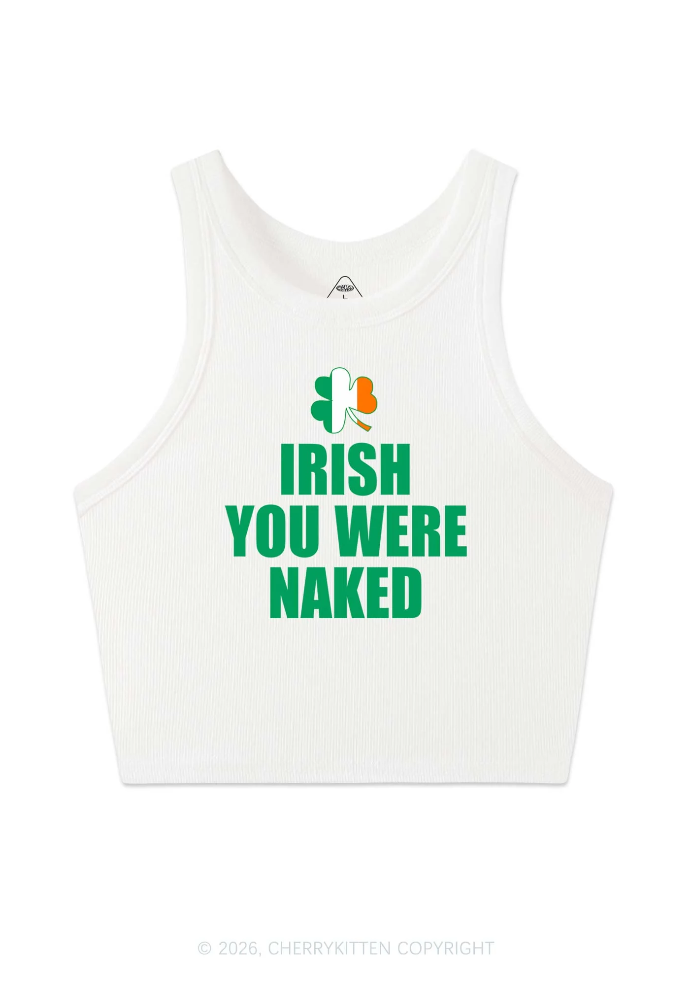 Irish You Were Naked St Patricks Y2K Crop Tank Top Cherrykitten - Image 3