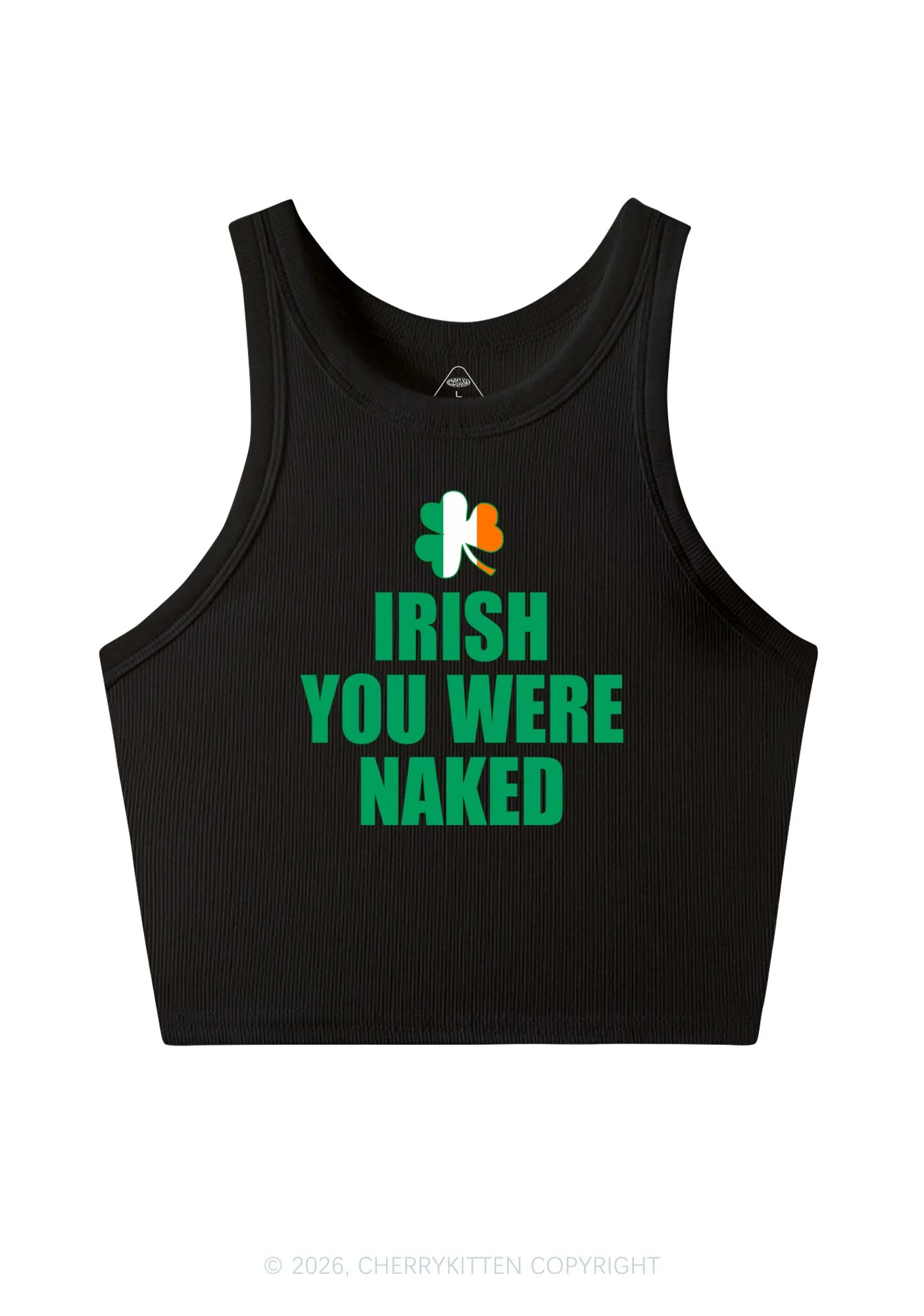 Irish You Were Naked St Patricks Y2K Crop Tank Top Cherrykitten - Image 4