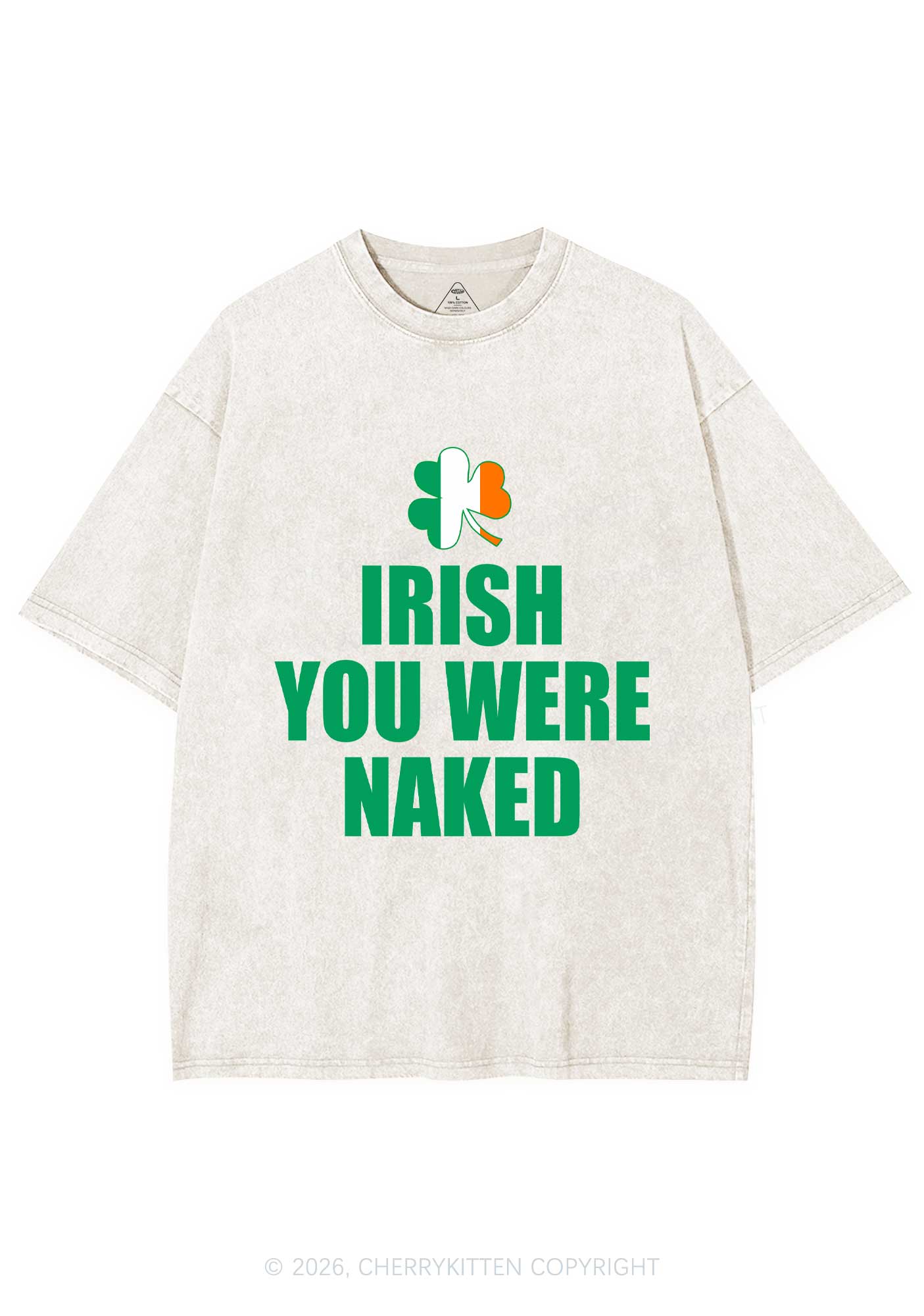 Irish You Were Naked St Patricks Y2K Shirts Washed Tee Cherrykitten - Image 4