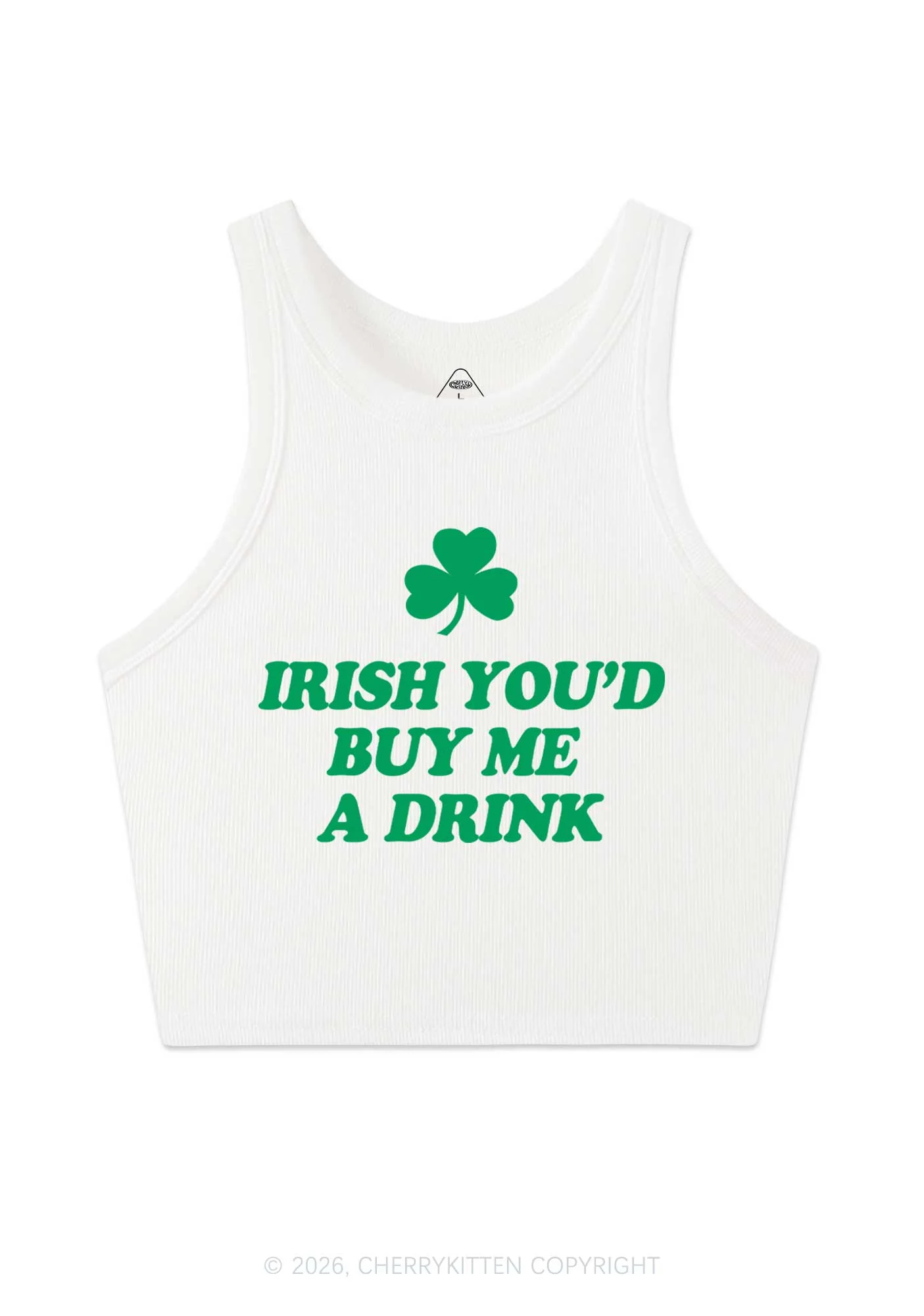 Irish Youd Buy Me A Drink St Patricks Y2K Crop Tank Top Cherrykitten - Image 3