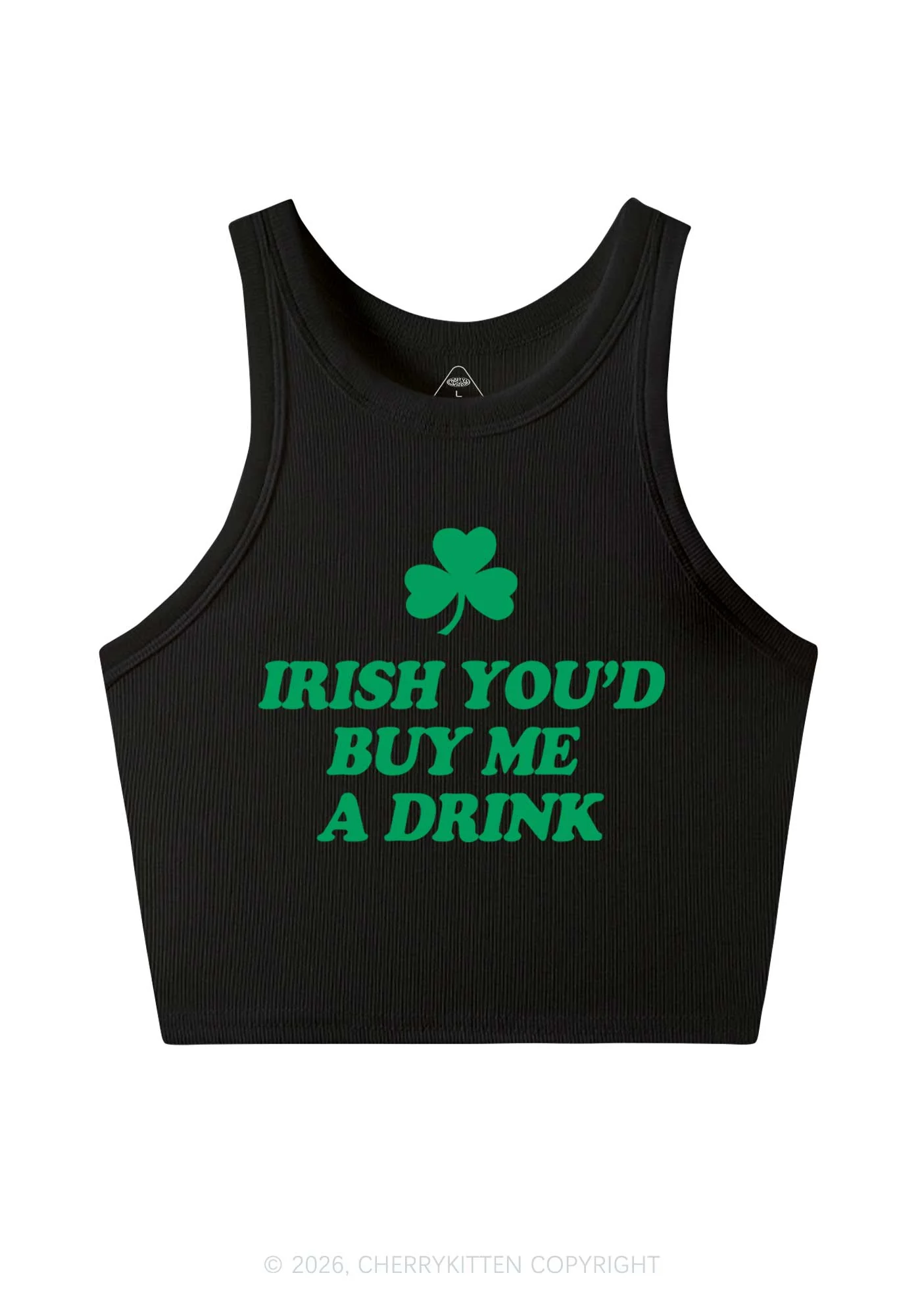 Irish Youd Buy Me A Drink St Patricks Y2K Crop Tank Top Cherrykitten - Image 4