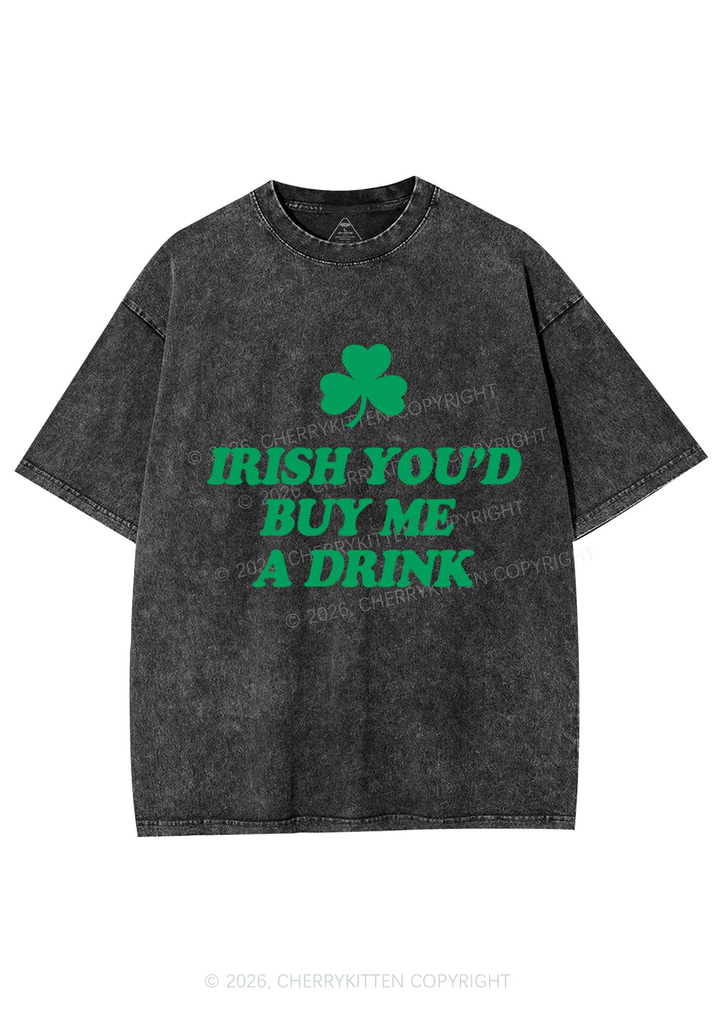Irish Youd Buy Me A Drink St Patricks Y2K Shirts Washed Tee Cherrykitten - Image 4