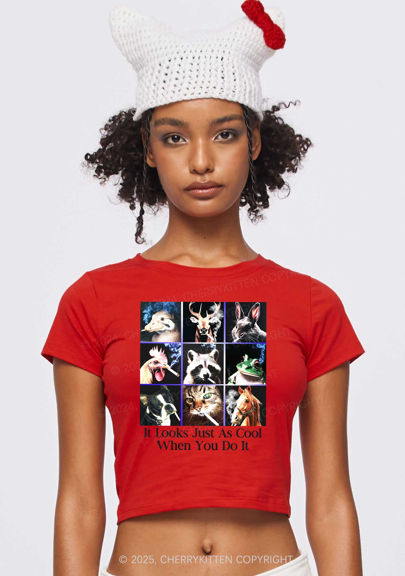 It Looks Just As Cool Y2K Baby Tee Cherrykitten - Image 2