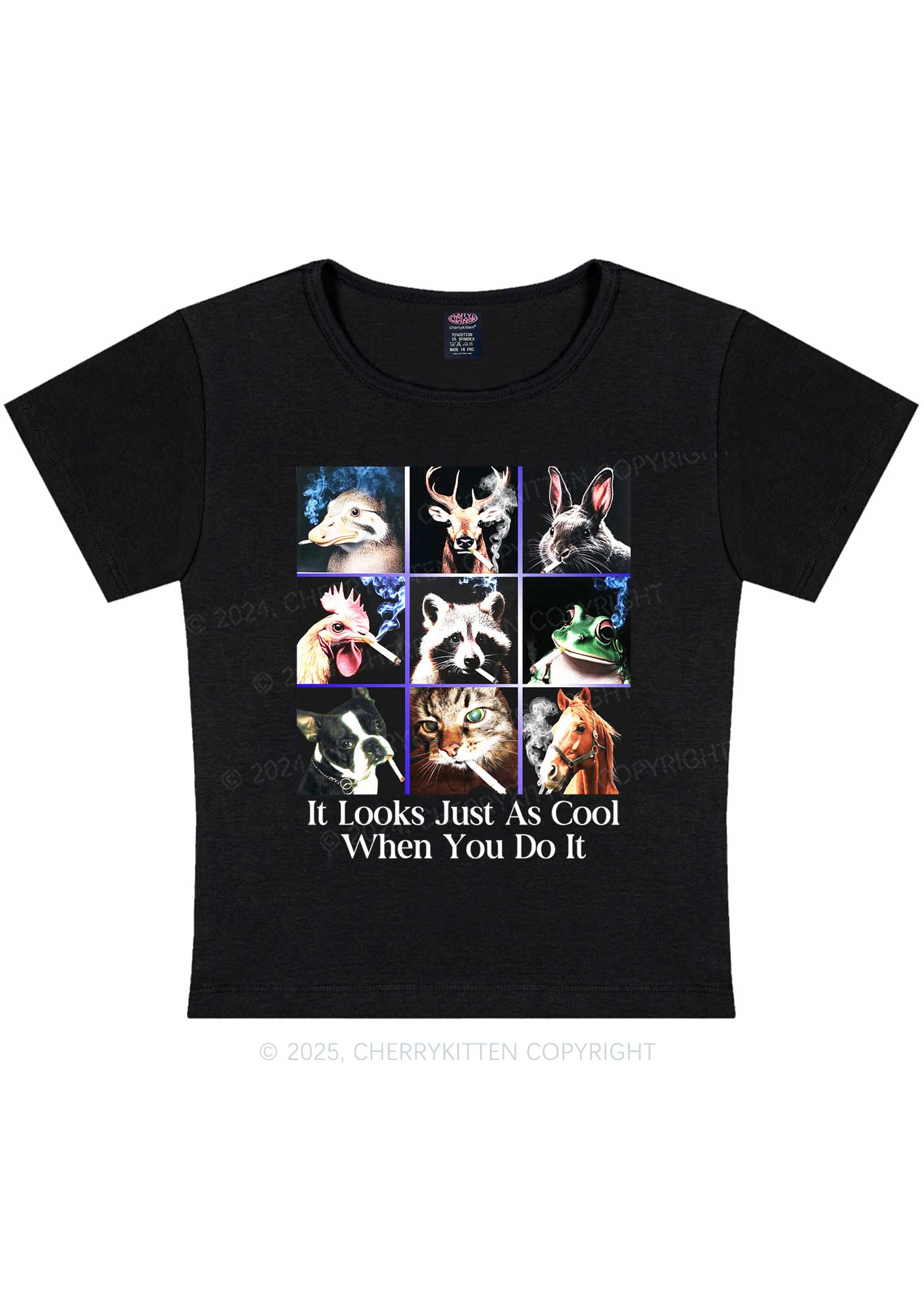 It Looks Just As Cool Y2K Baby Tee Cherrykitten - Image 3