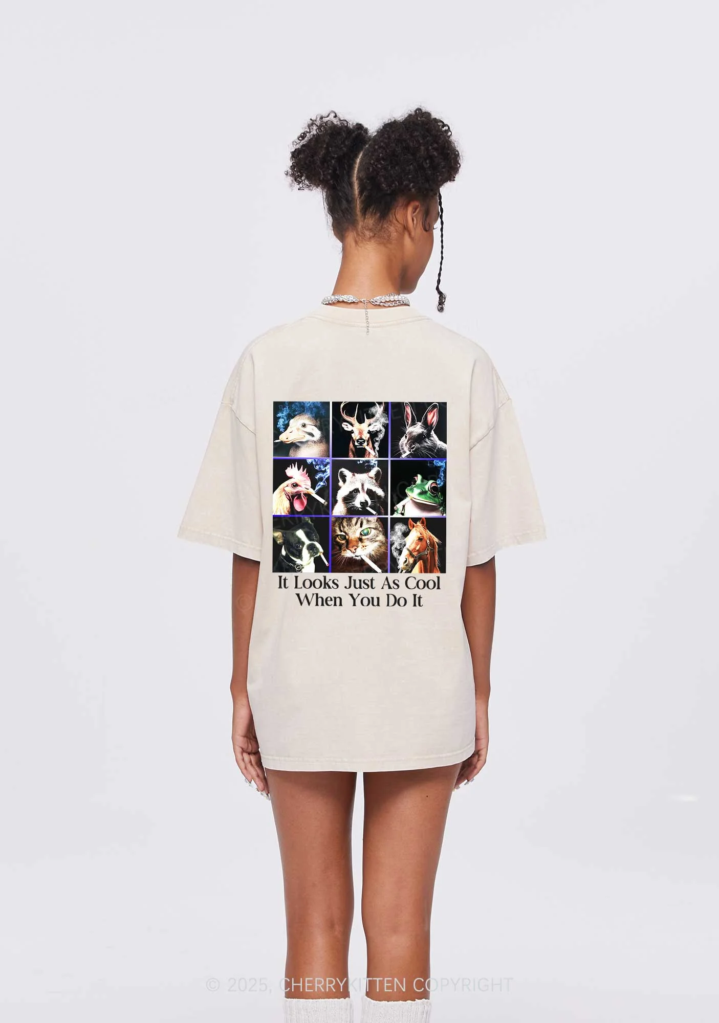 It Looks Just As Cool Y2K Shirts Washed Tee Cherrykitten - Image 3