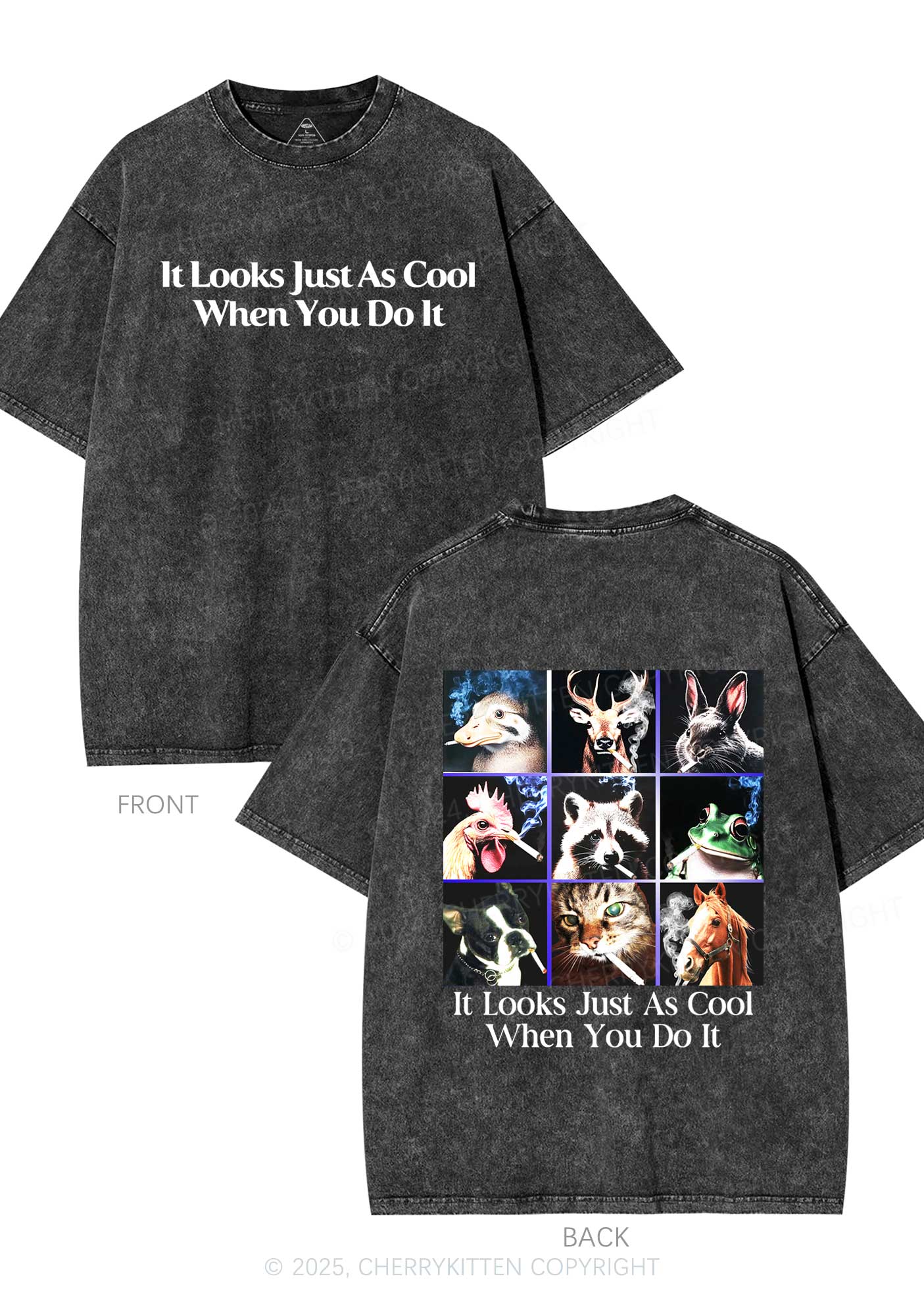 It Looks Just As Cool Y2K Shirts Washed Tee Cherrykitten - Image 4