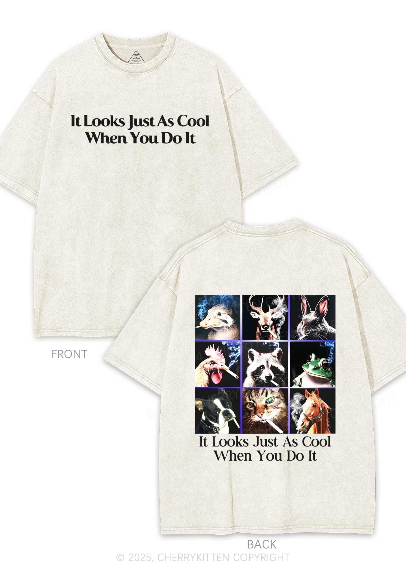 It Looks Just As Cool Y2K Shirts Washed Tee Cherrykitten - Image 5