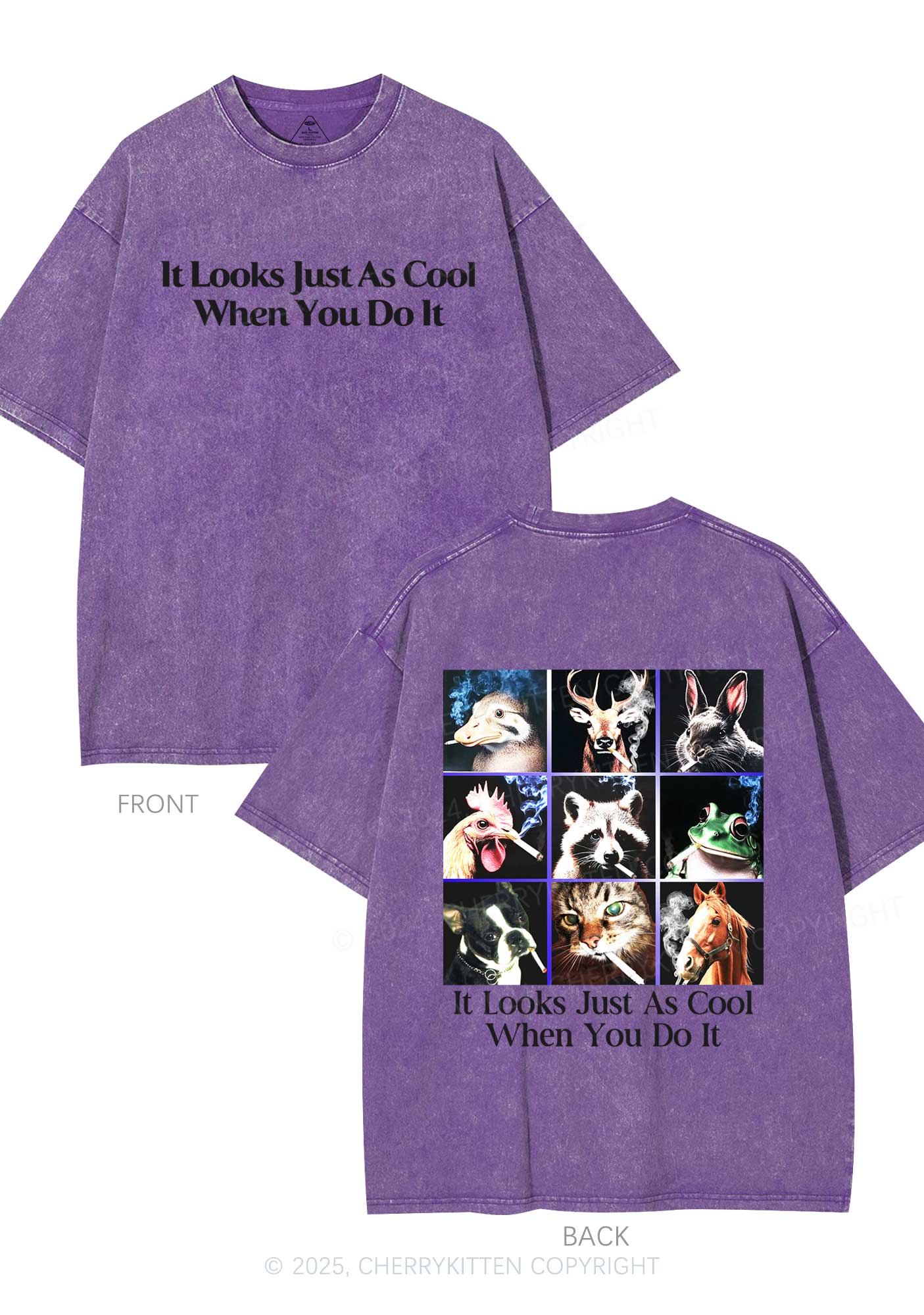 It Looks Just As Cool Y2K Shirts Washed Tee Cherrykitten - Image 6