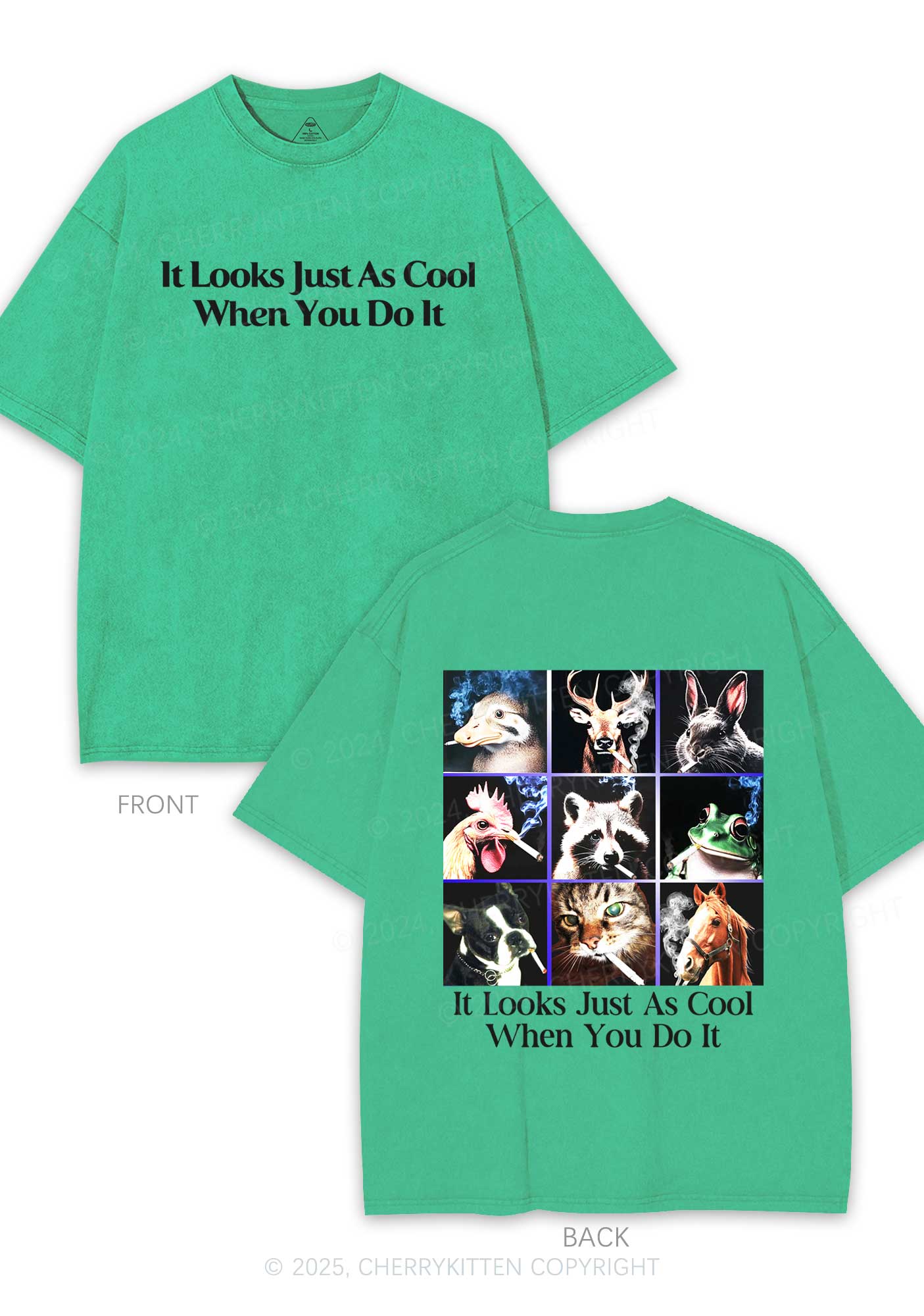 It Looks Just As Cool Y2K Shirts Washed Tee Cherrykitten - Image 7