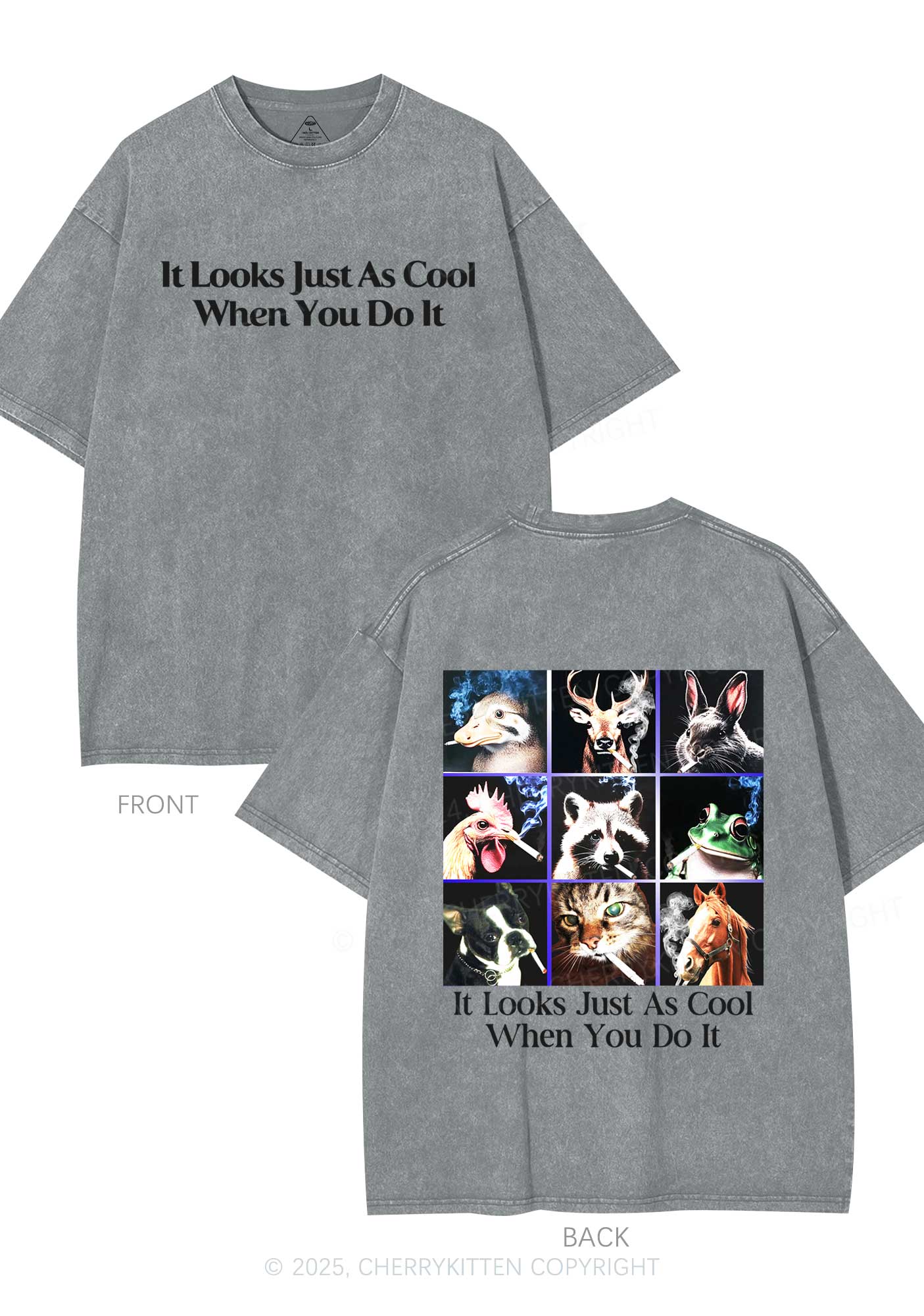 It Looks Just As Cool Y2K Shirts Washed Tee Cherrykitten - Image 9