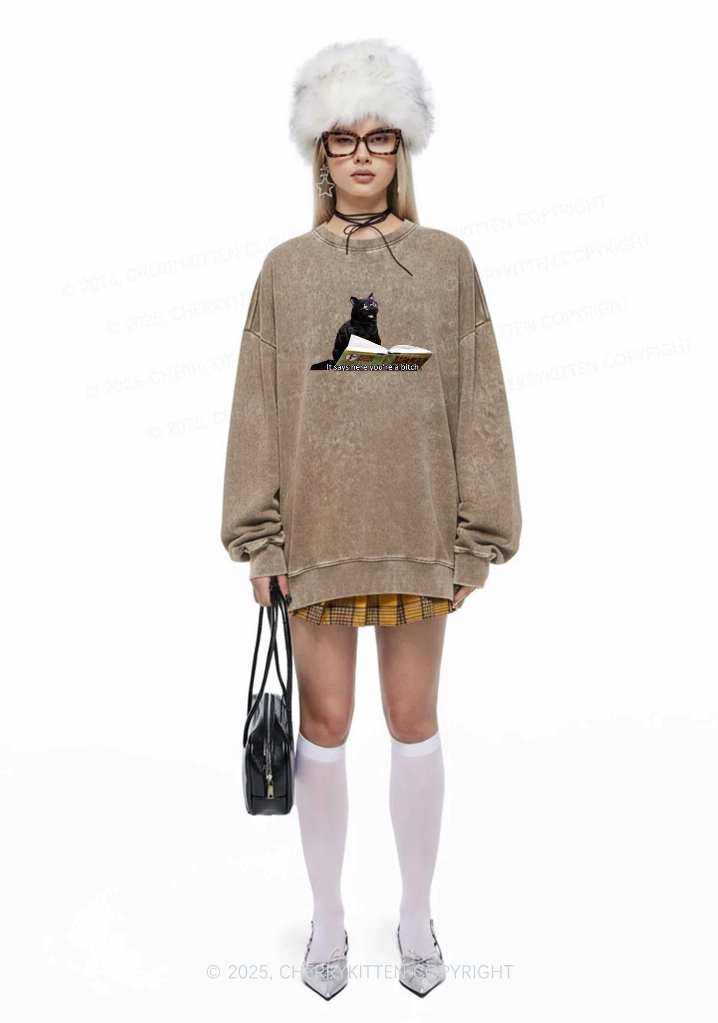 It Says Here Youre A Bixxh Y2K Washed Sweatshirts Cherrykitten - Image 2