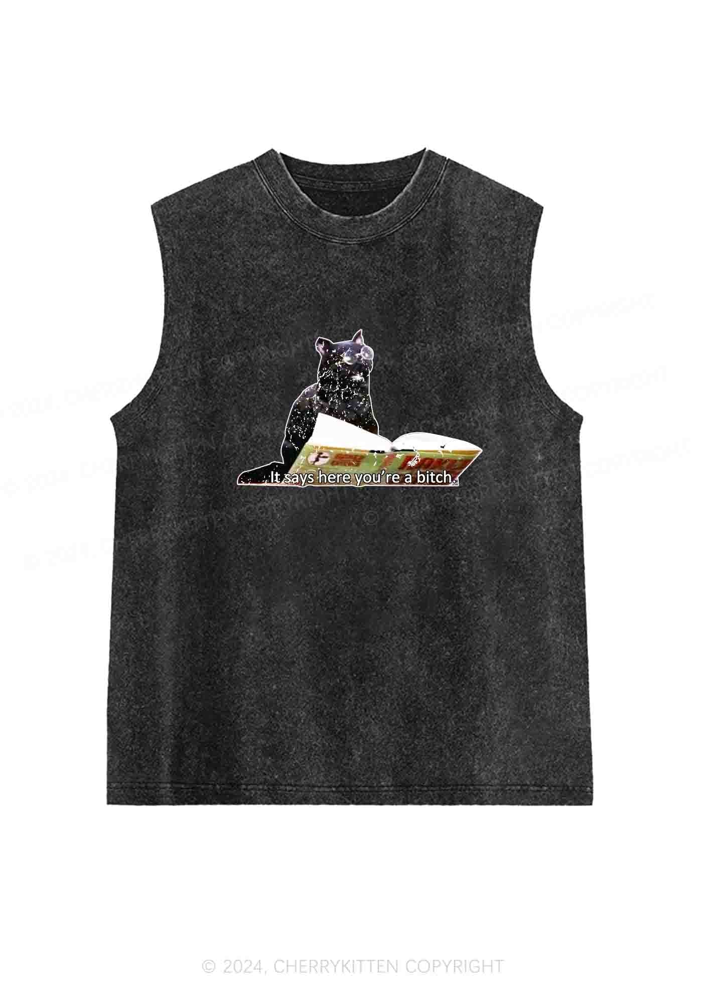 It Says Here You're A Bixxh Y2K Washed Tank Cherrykitten - Image 3