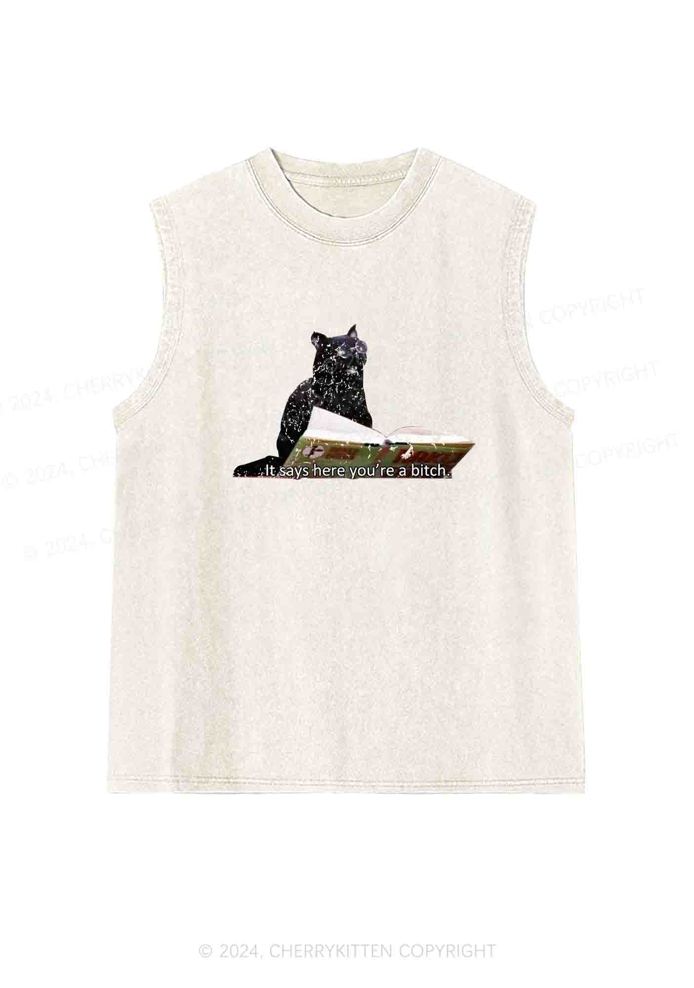 It Says Here You're A Bixxh Y2K Washed Tank Cherrykitten - Image 4
