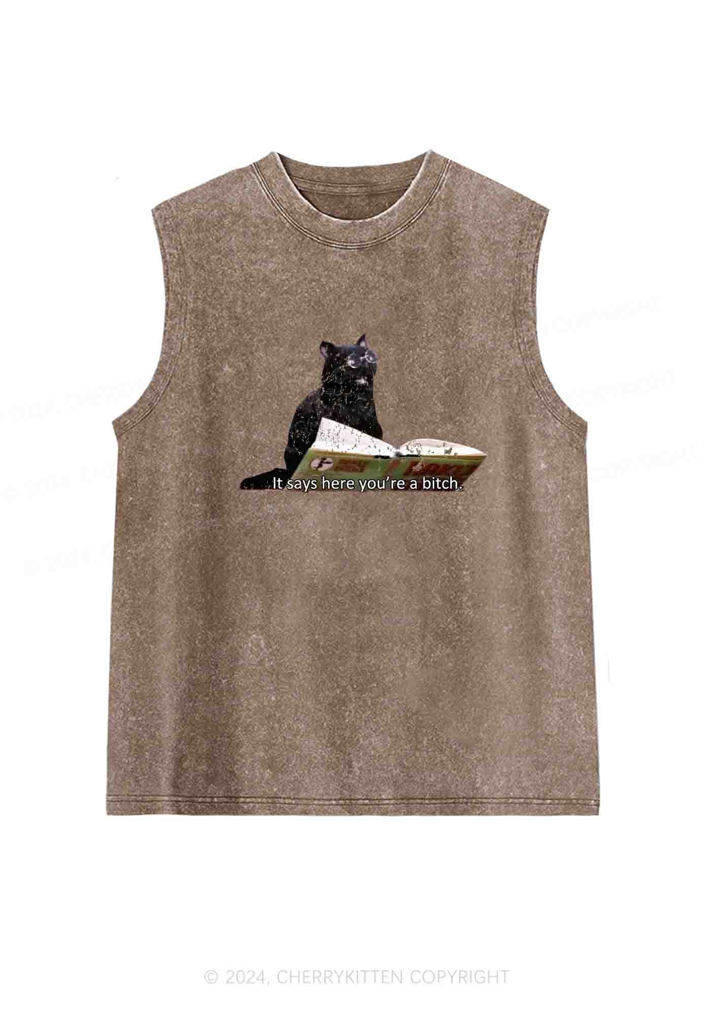 It Says Here You're A Bixxh Y2K Washed Tank Cherrykitten - Image 6