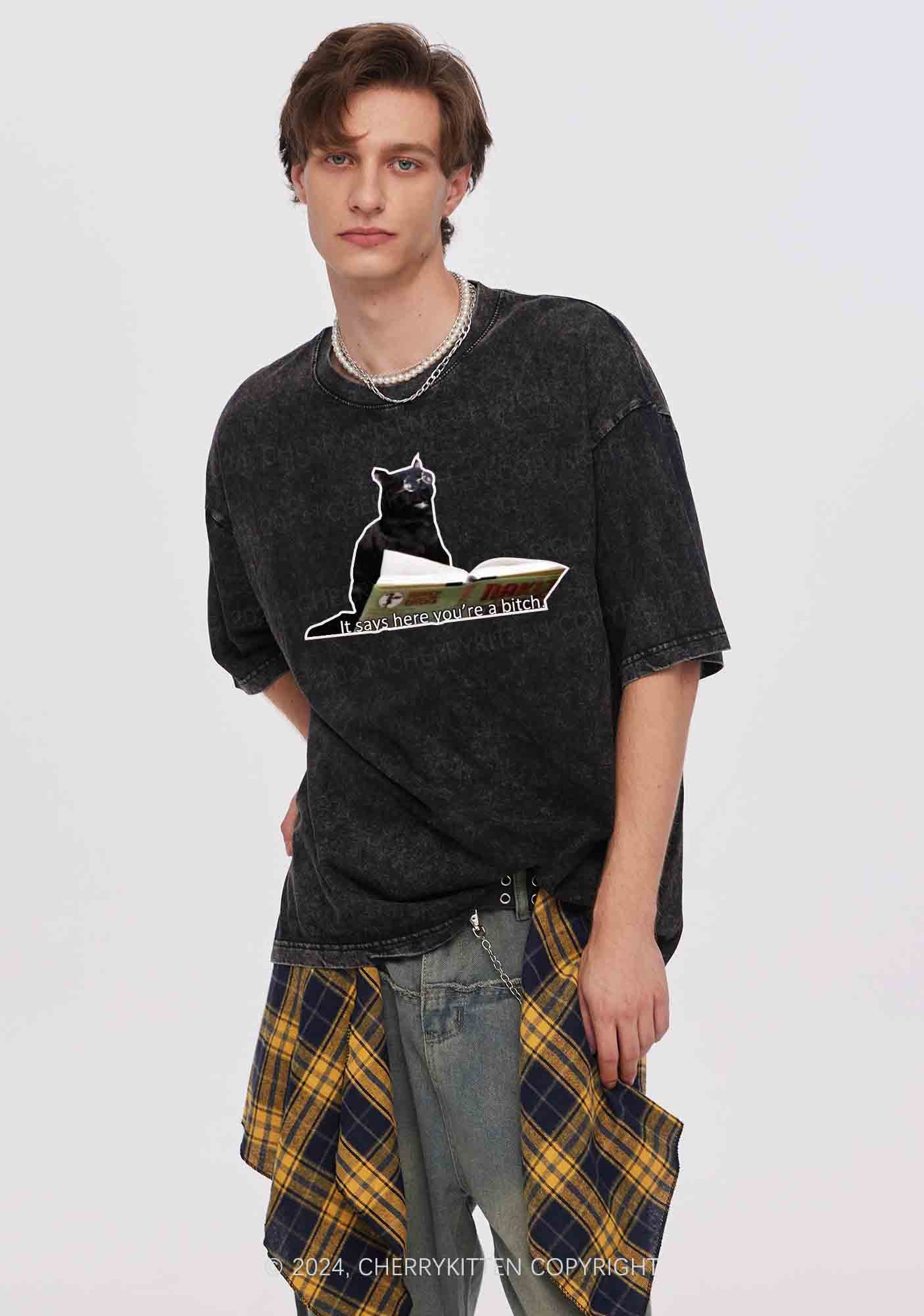 It Says Here You're A Bixxh Y2K Washed Tee Cherrykitten - Image 3