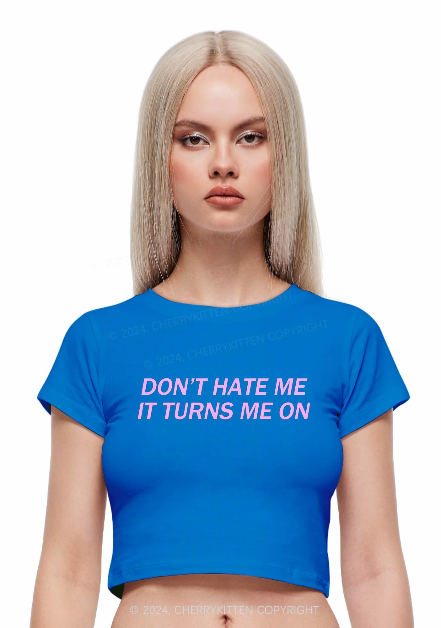 It Turns Me On Y2K Baby Tee Cherrykitten - Image 2