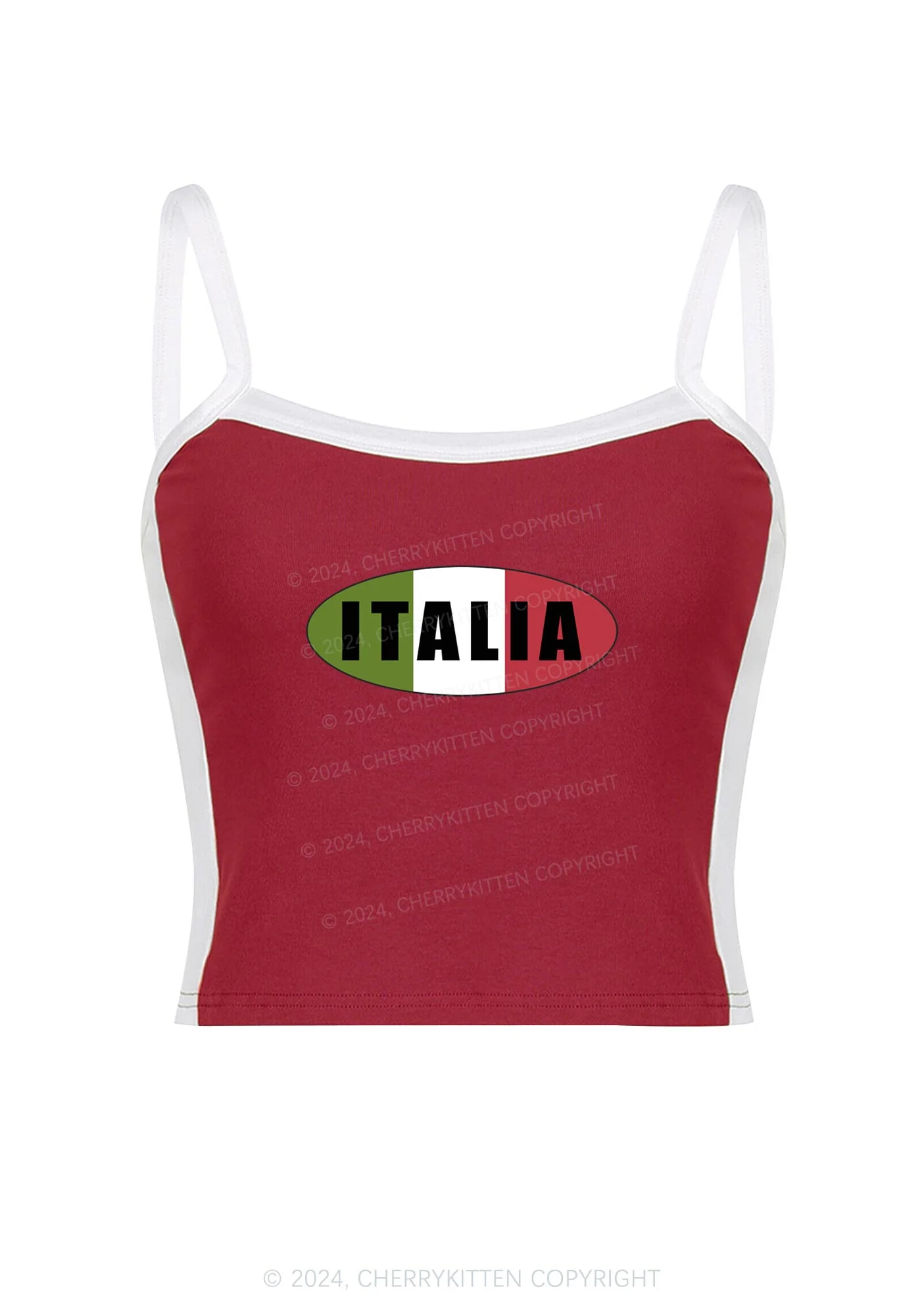Italia Y2K Color Block Crop Cami Top Cherrykitten - Image 3