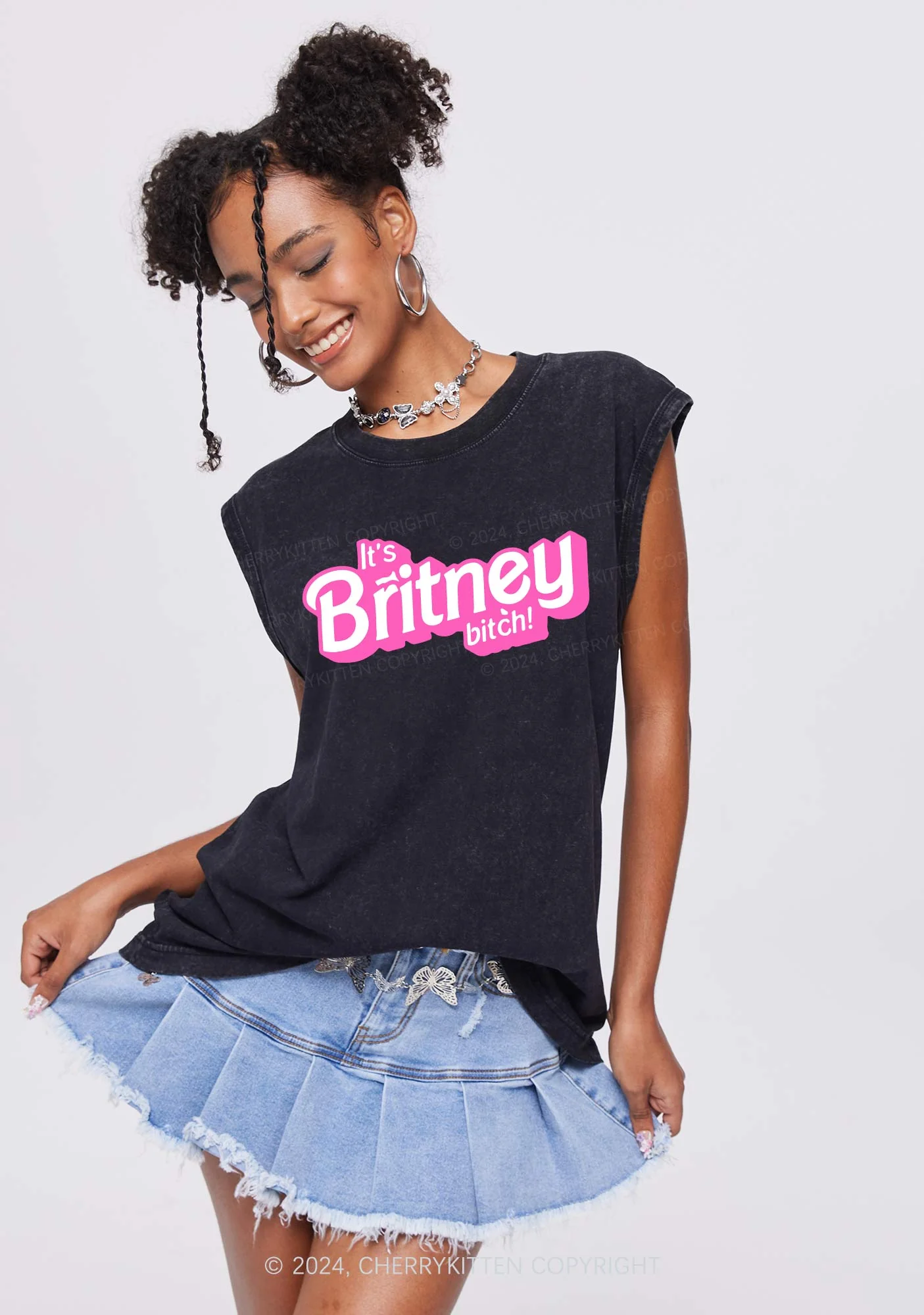 It's Britney Bixch Y2K Washed Tank Cherrykitten - Image 2