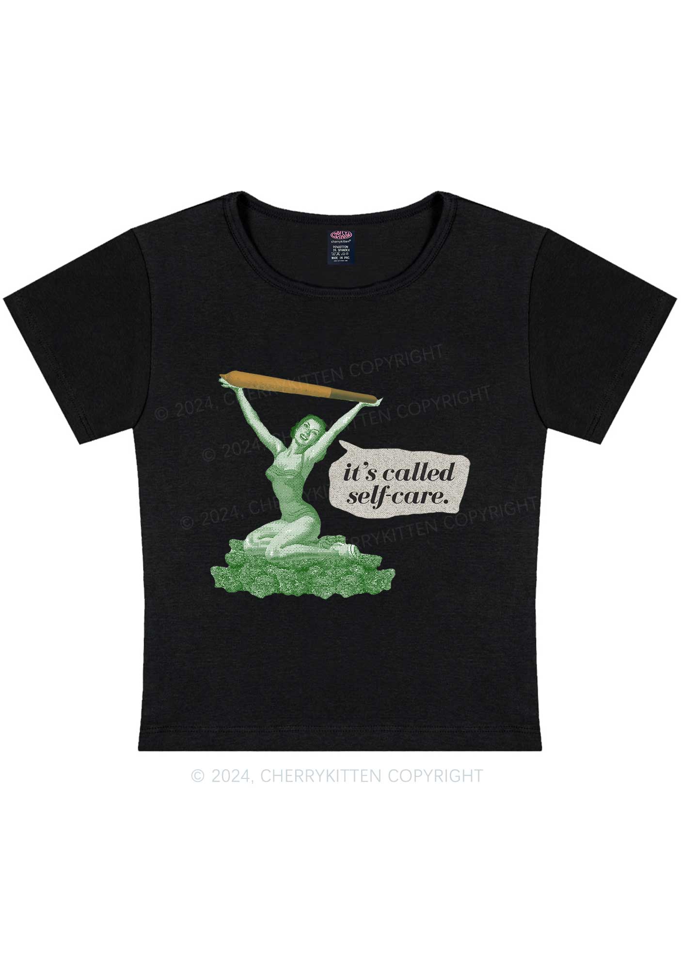 It's Called Self Care Y2K Baby Tee Cherrykitten - Image 5