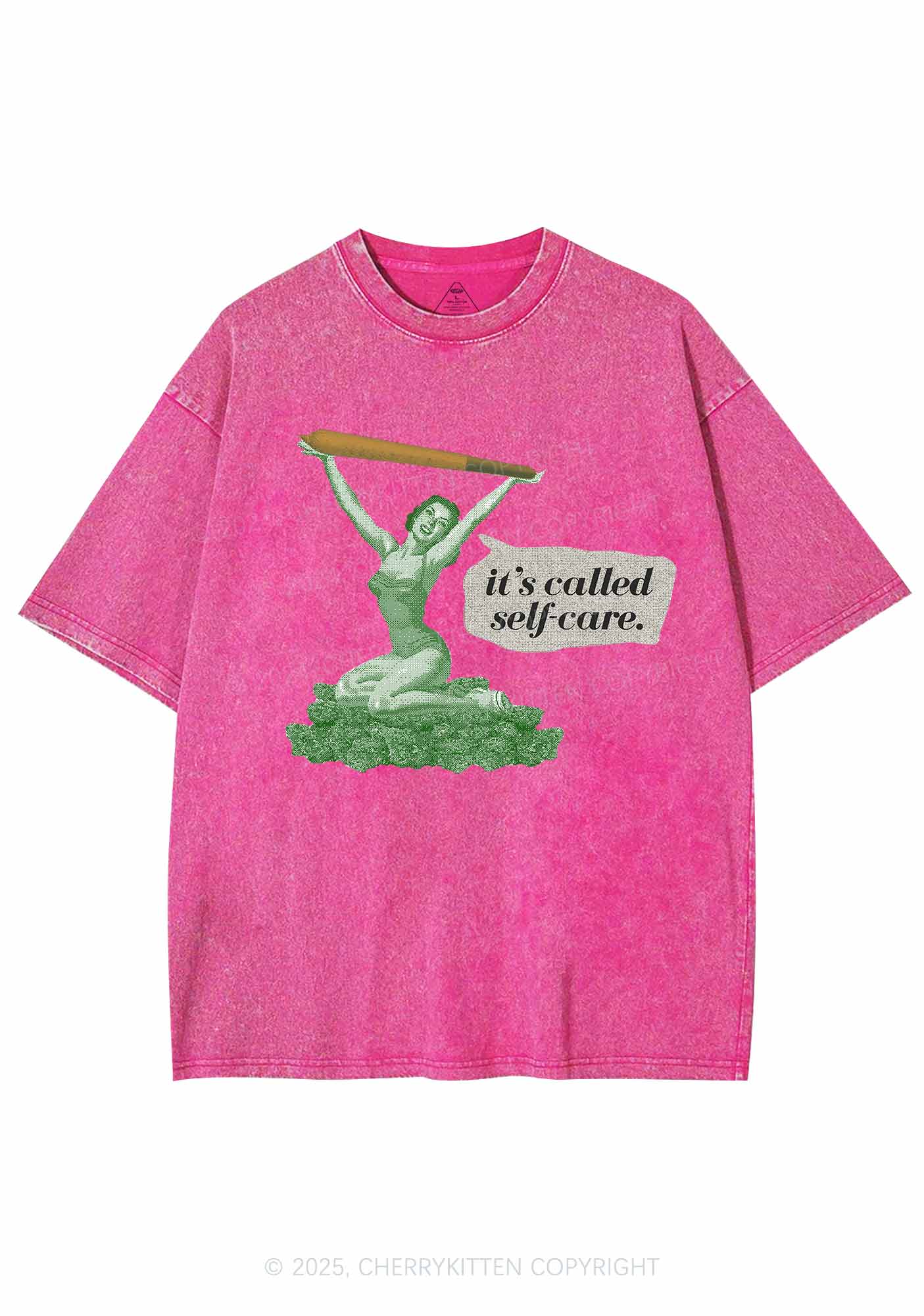 It's Called Self Care Y2K Washed Tee Cherrykitten - Image 3