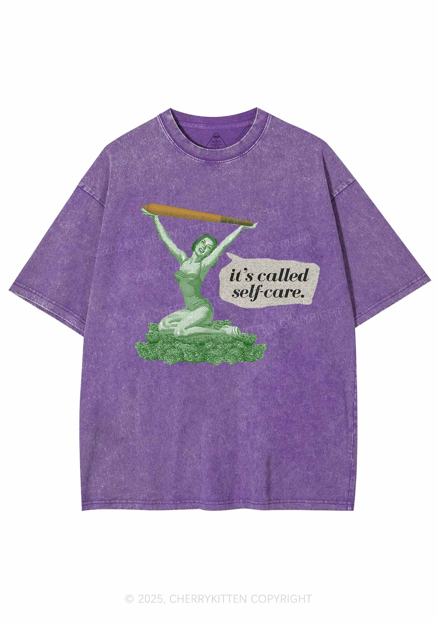 It's Called Self Care Y2K Washed Tee Cherrykitten - Image 4