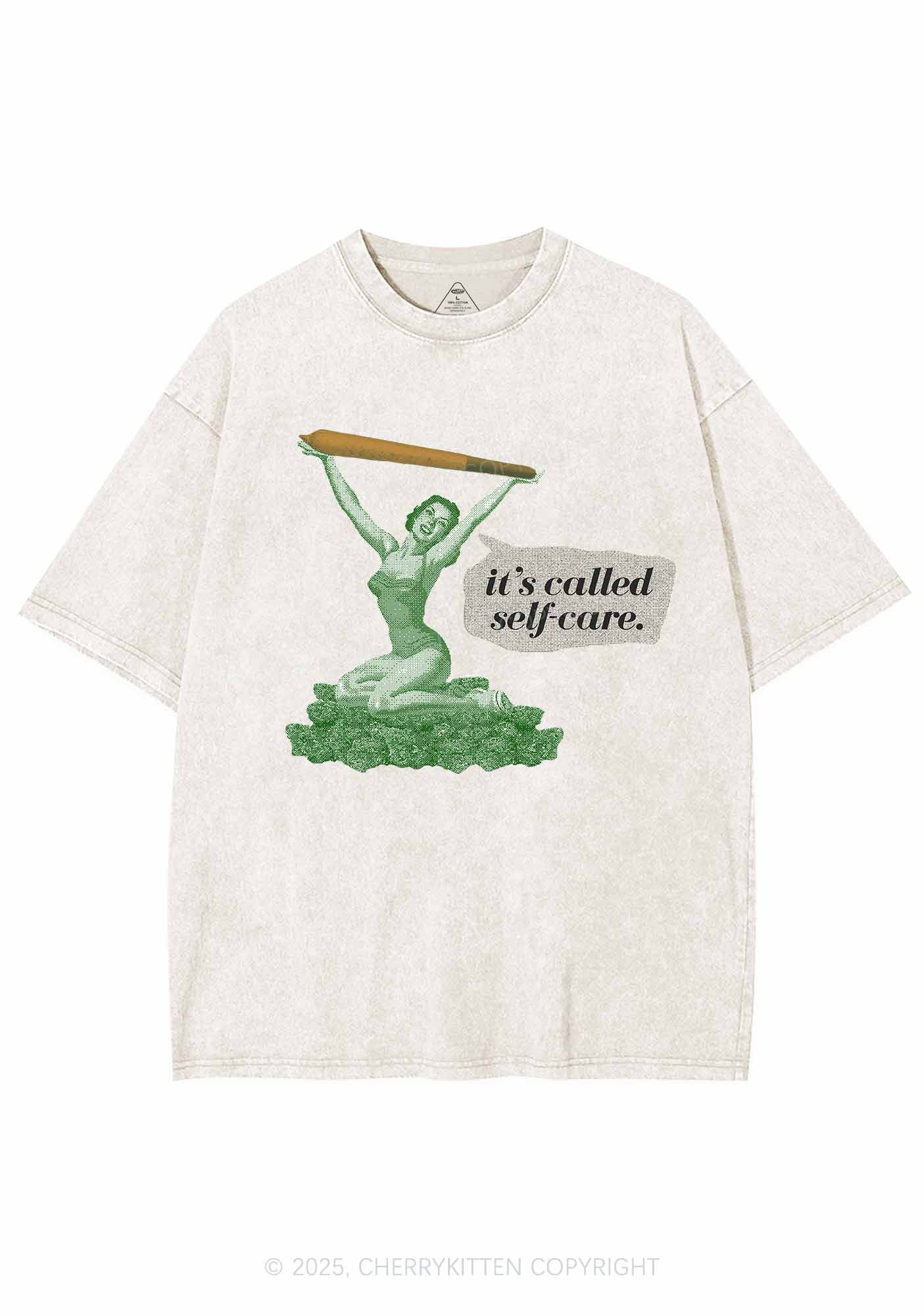 It's Called Self Care Y2K Washed Tee Cherrykitten - Image 5