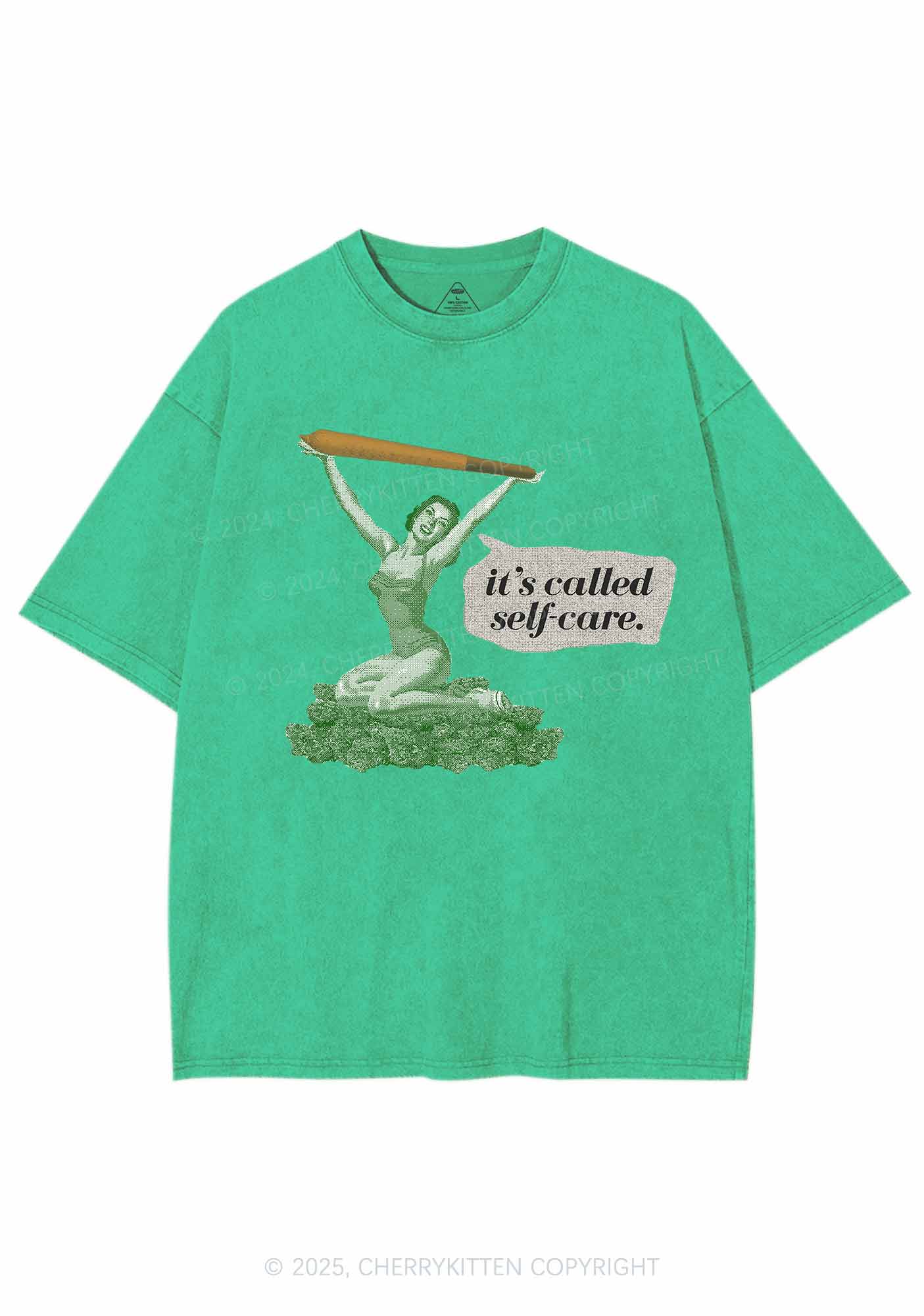 It's Called Self Care Y2K Washed Tee Cherrykitten - Image 6