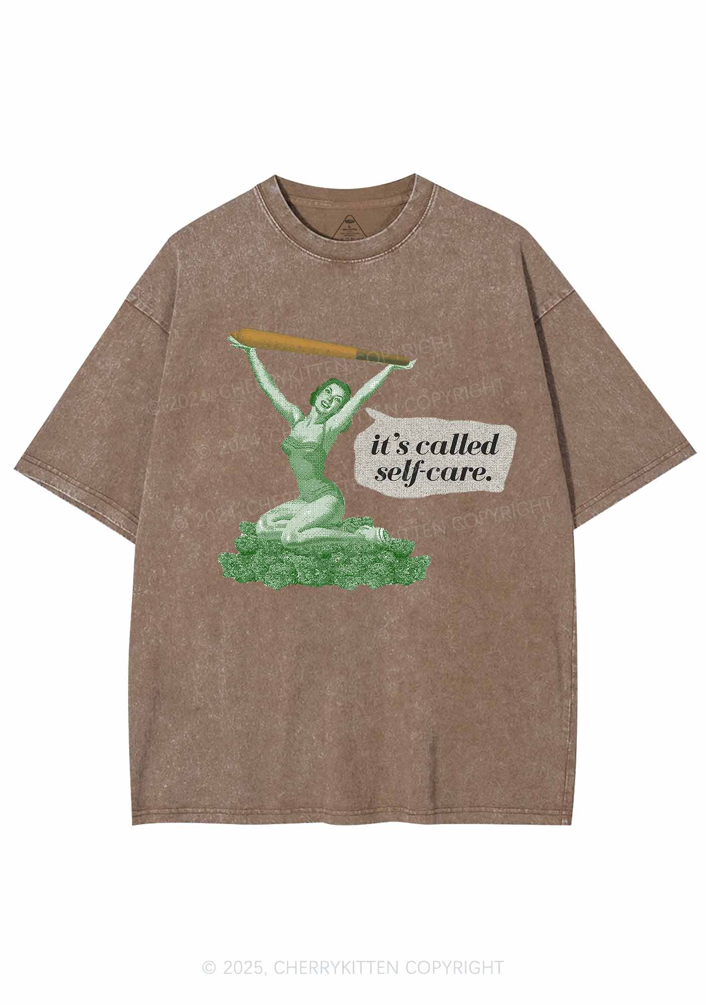 It's Called Self Care Y2K Washed Tee Cherrykitten - Image 7
