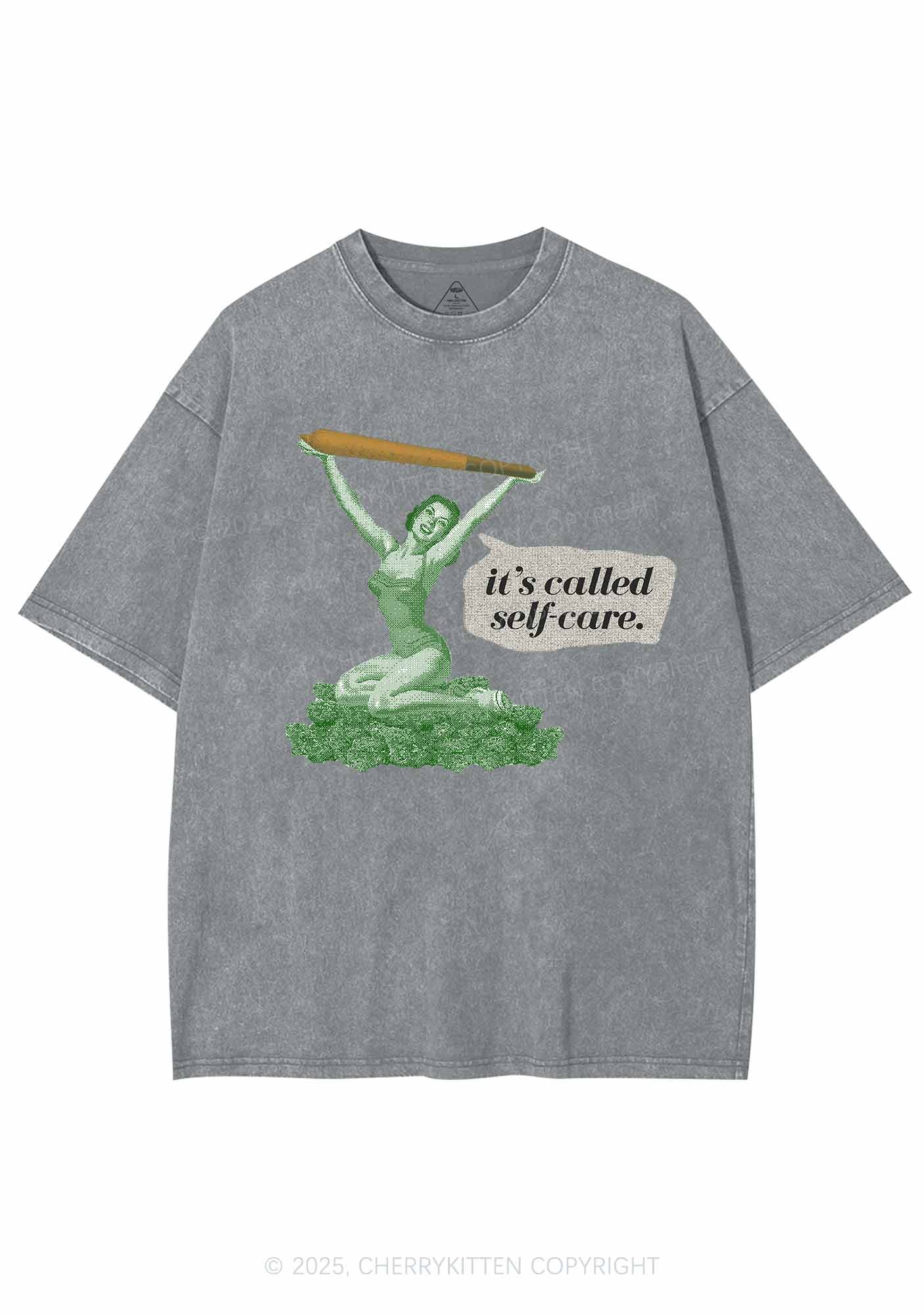 It's Called Self Care Y2K Washed Tee Cherrykitten - Image 8