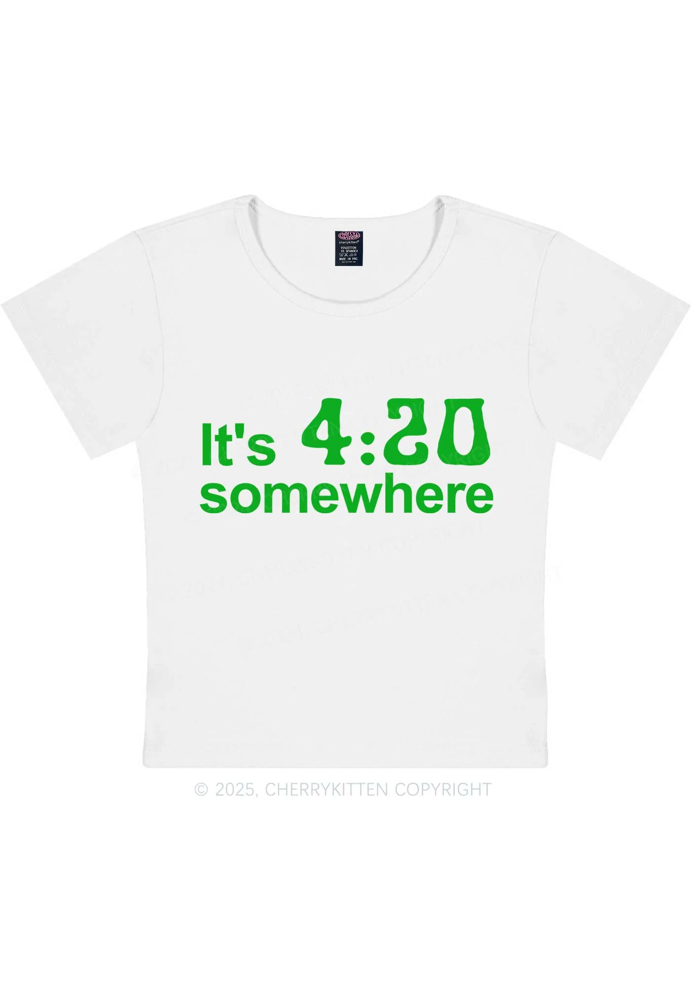 Its Four Twenty Somewhere Y2K Baby Tee Cherrykitten - Image 3