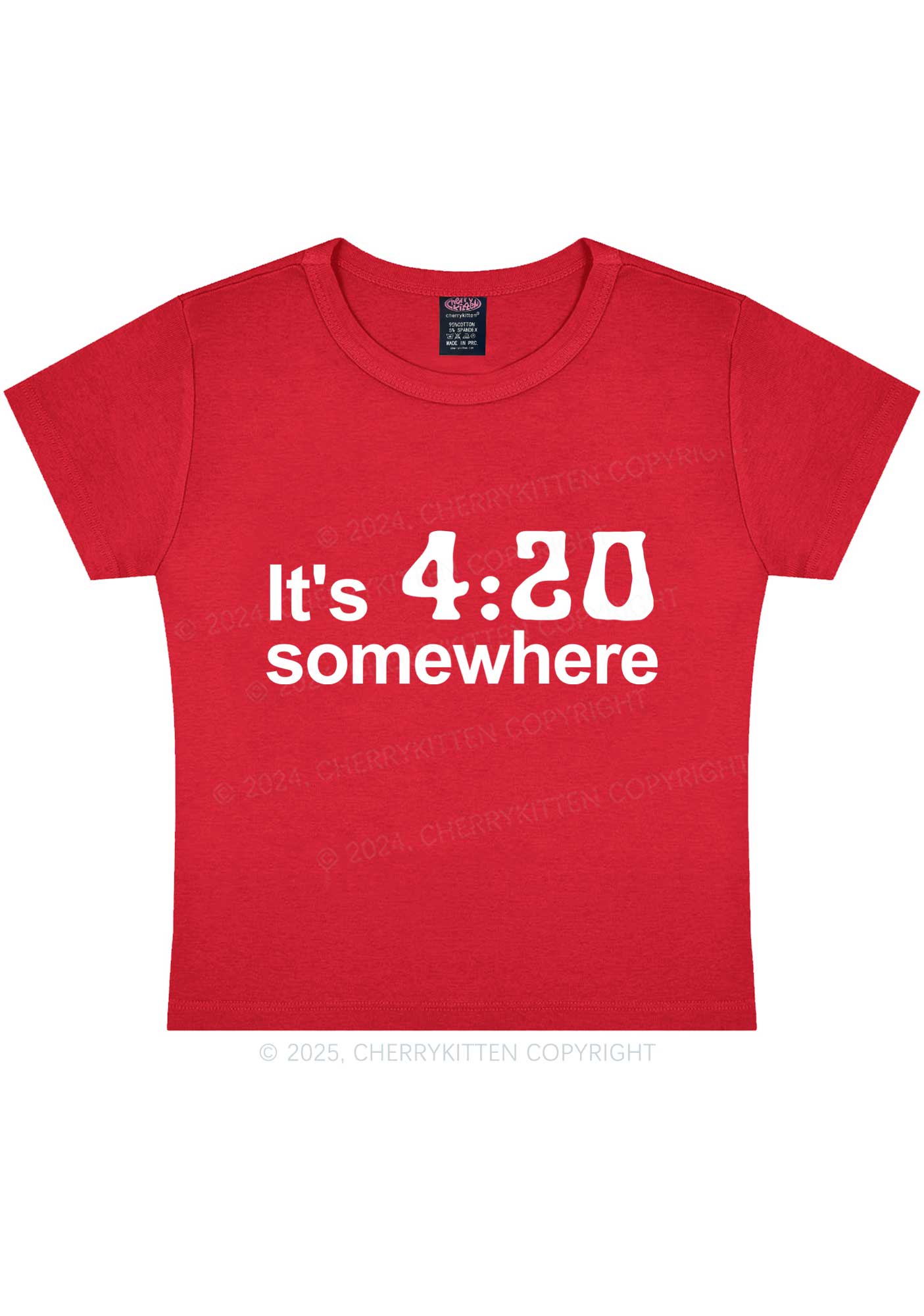 Its Four Twenty Somewhere Y2K Baby Tee Cherrykitten - Image 5