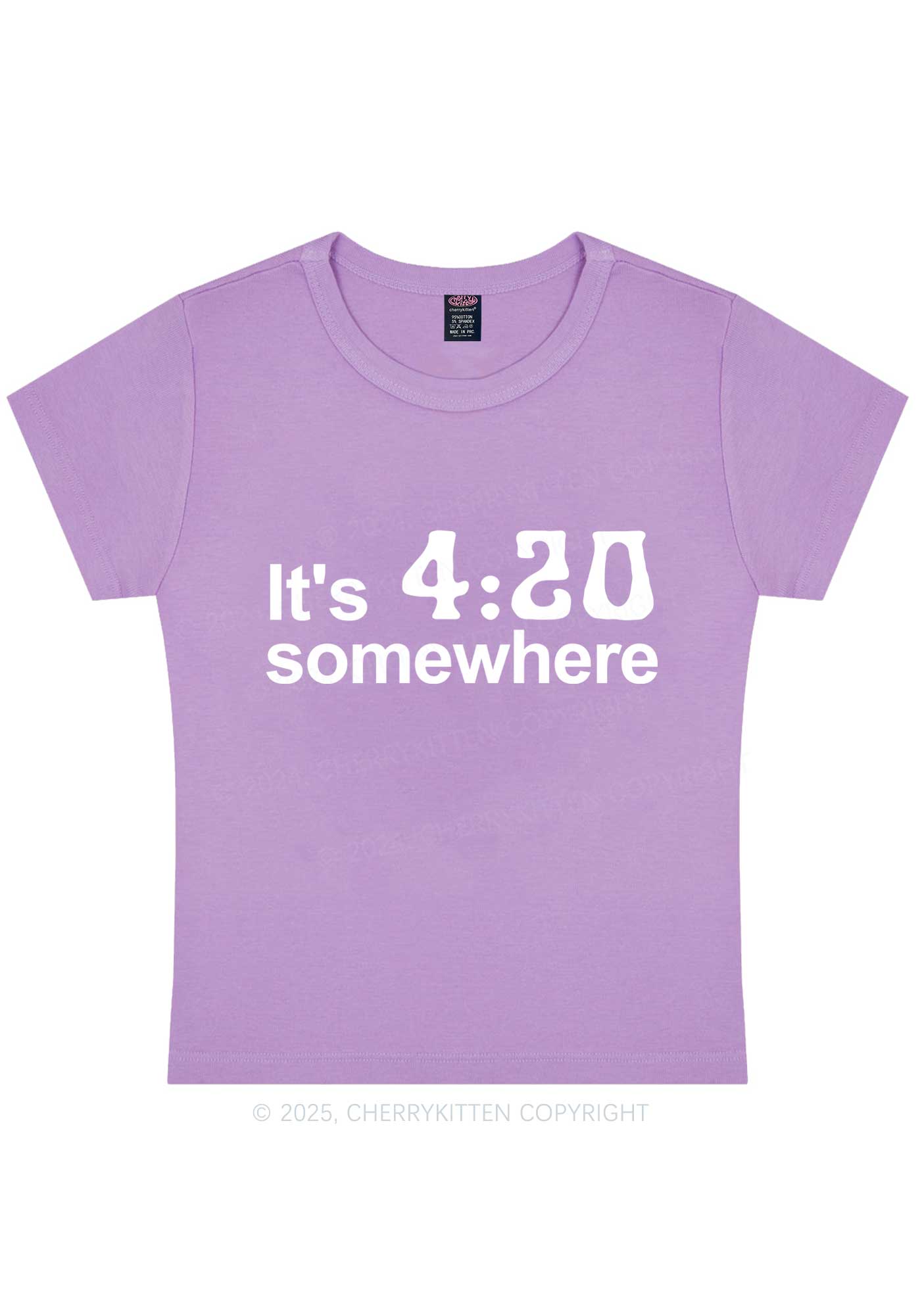 Its Four Twenty Somewhere Y2K Baby Tee Cherrykitten - Image 6