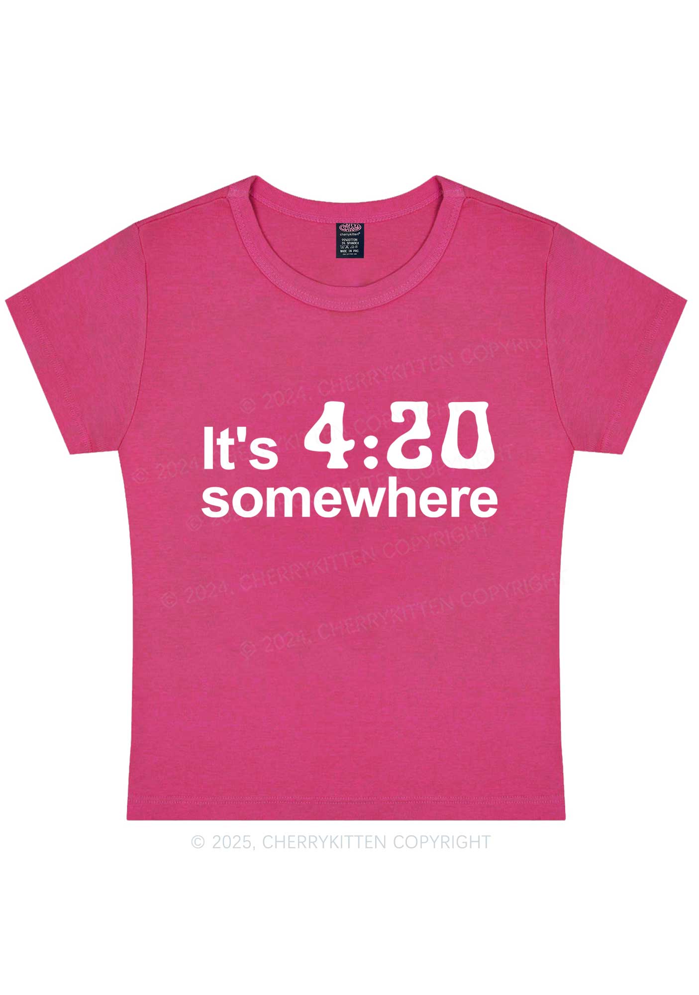 Its Four Twenty Somewhere Y2K Baby Tee Cherrykitten - Image 7