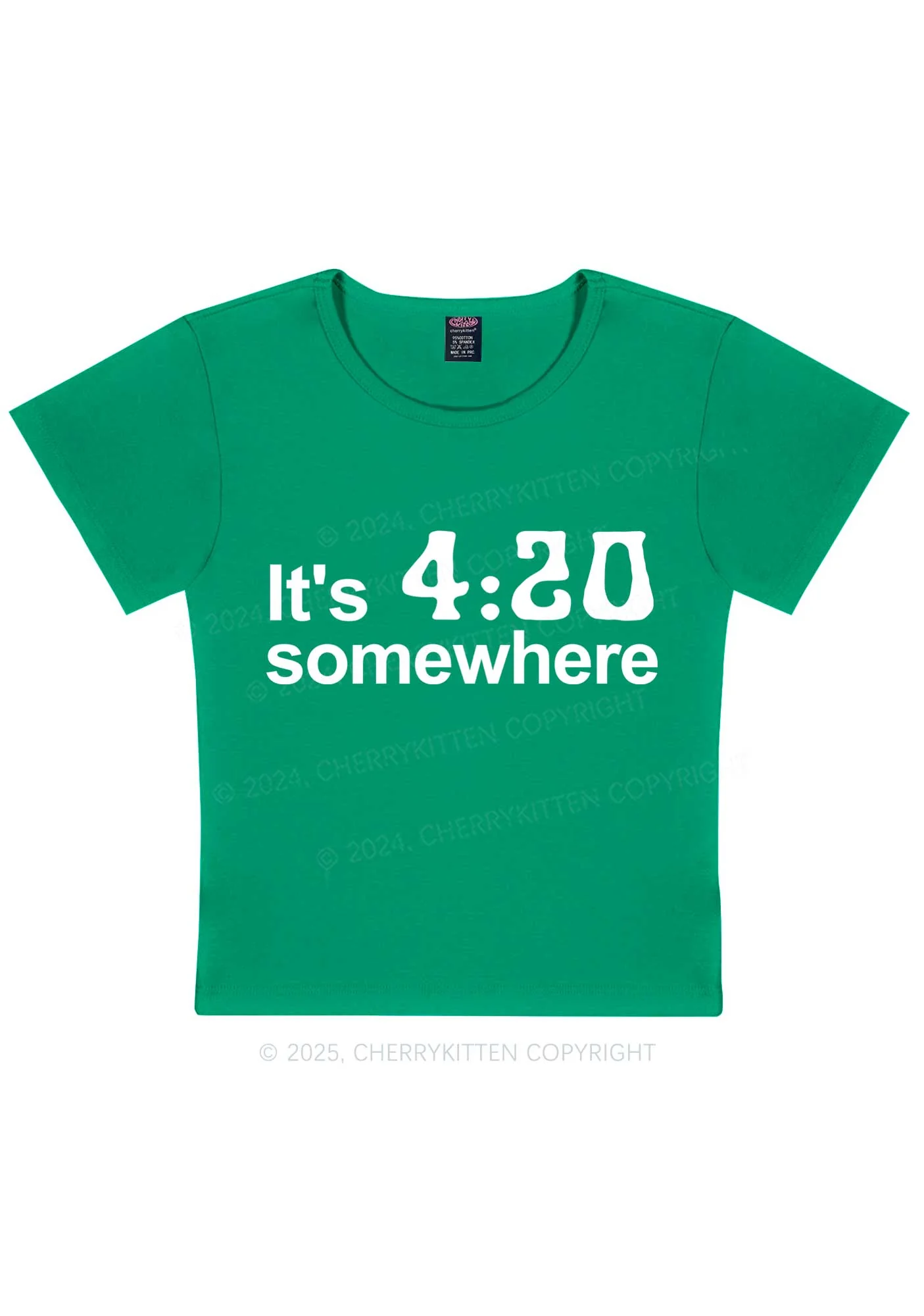 Its Four Twenty Somewhere Y2K Baby Tee Cherrykitten - Image 8