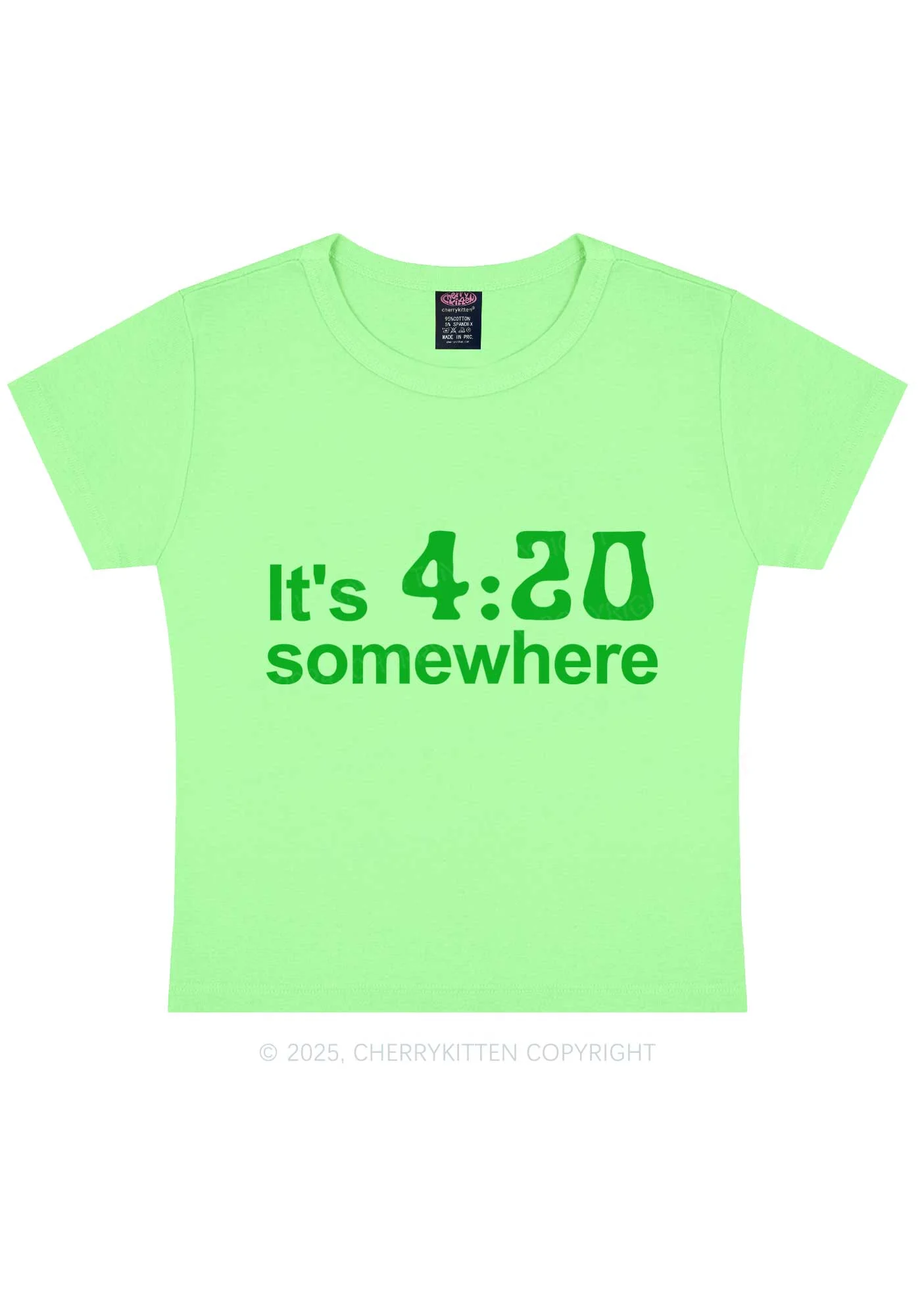 Its Four Twenty Somewhere Y2K Baby Tee Cherrykitten - Image 9