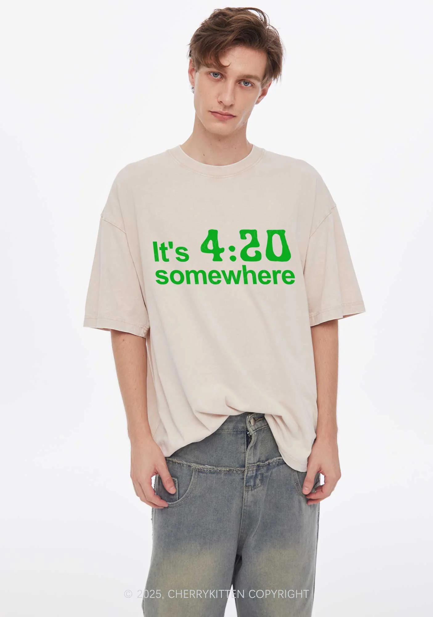 Its Four Twenty Somewhere Y2K Shirts Washed Tee Cherrykitten - Image 2
