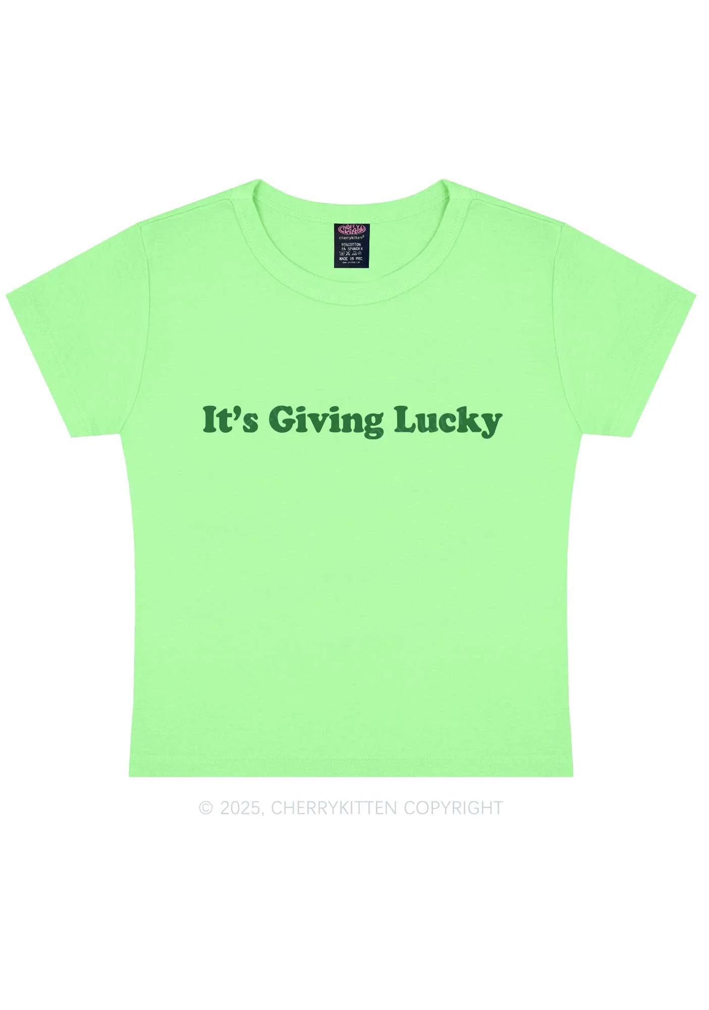 Its Giving Lucky St Patricks Y2K Baby Tee Cherrykitten - Image 10