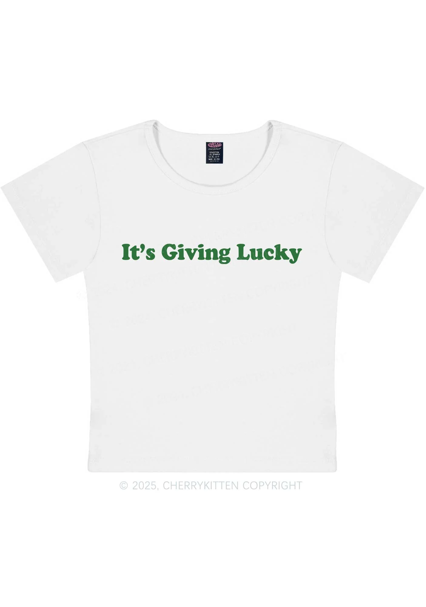 Its Giving Lucky St Patricks Y2K Baby Tee Cherrykitten - Image 3