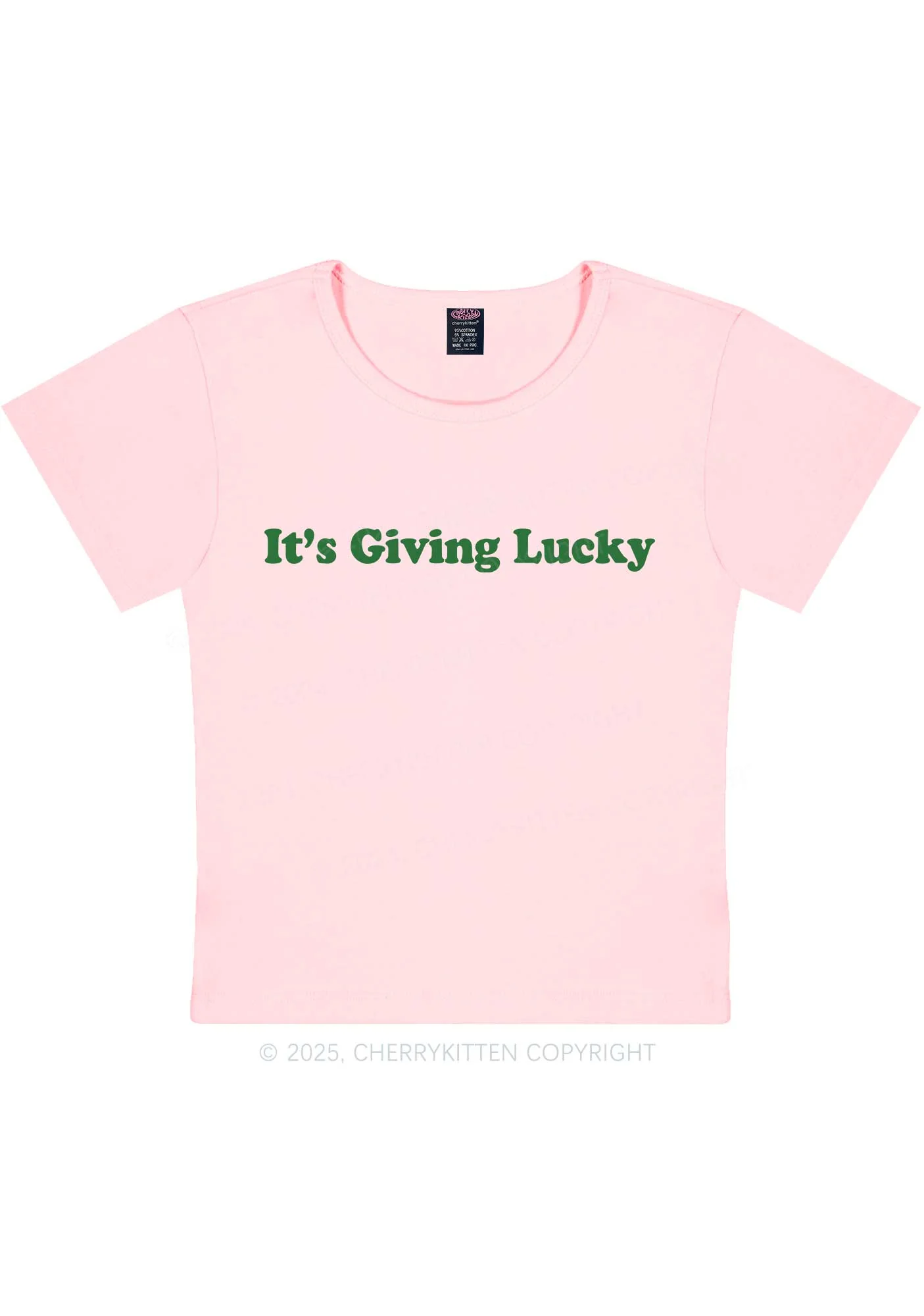 Its Giving Lucky St Patricks Y2K Baby Tee Cherrykitten - Image 9