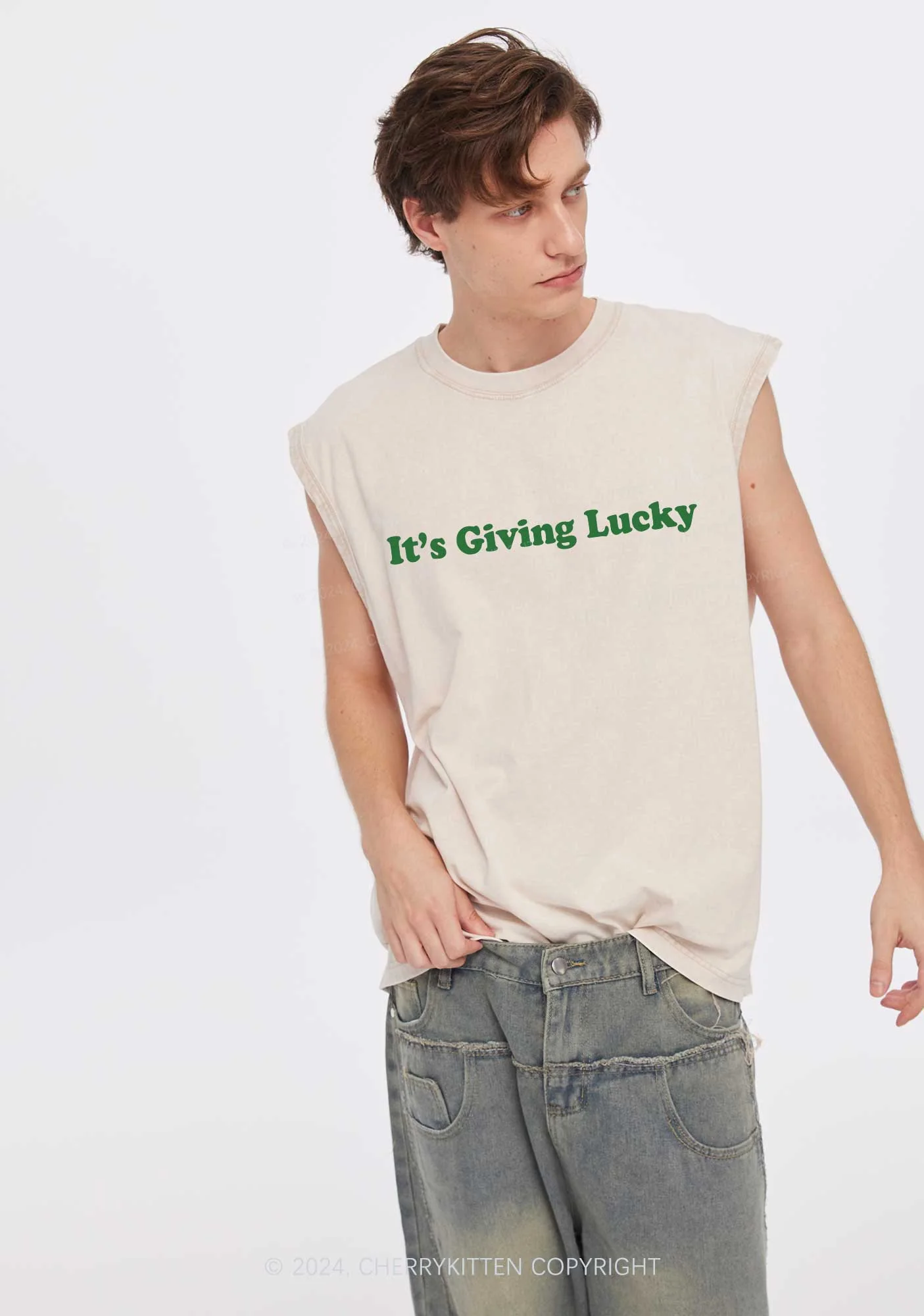 Its Giving Lucky St Patricks Y2K Washed Tank Cherrykitten - Image 2
