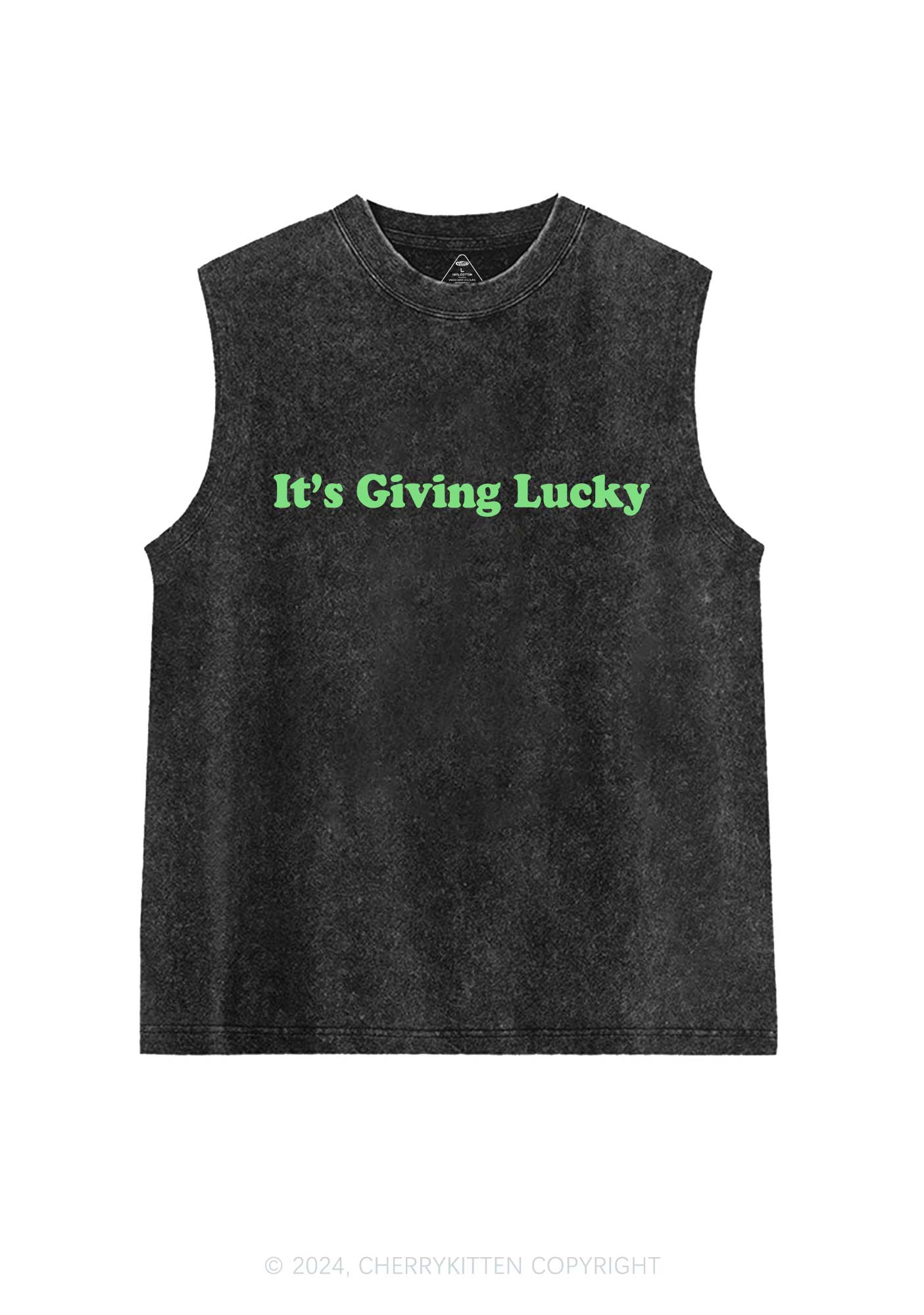 Its Giving Lucky St Patricks Y2K Washed Tank Cherrykitten - Image 3