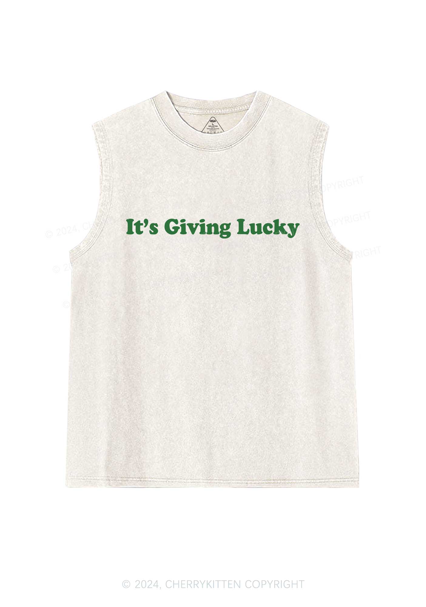 Its Giving Lucky St Patricks Y2K Washed Tank Cherrykitten - Image 4