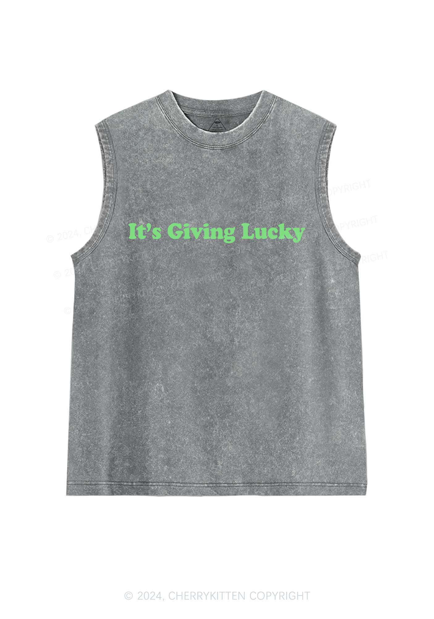 Its Giving Lucky St Patricks Y2K Washed Tank Cherrykitten - Image 5