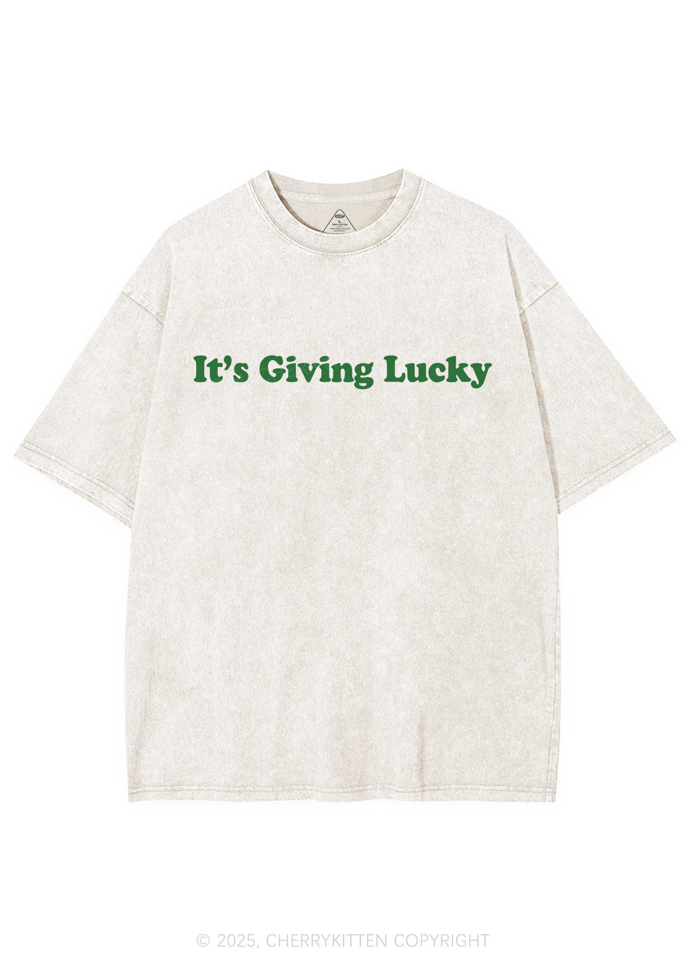 Its Giving Lucky St Patricks Y2K Washed Tee Cherrykitten - Image 5