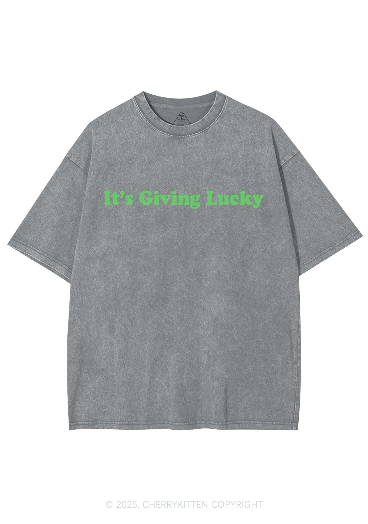 Its Giving Lucky St Patricks Y2K Washed Tee Cherrykitten - Image 8
