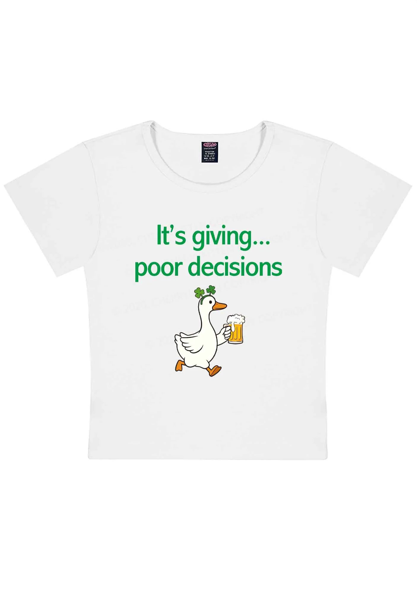Its Giving Poor Decisions St Patricks Y2K Baby Tee Cherrykitten - Image 3